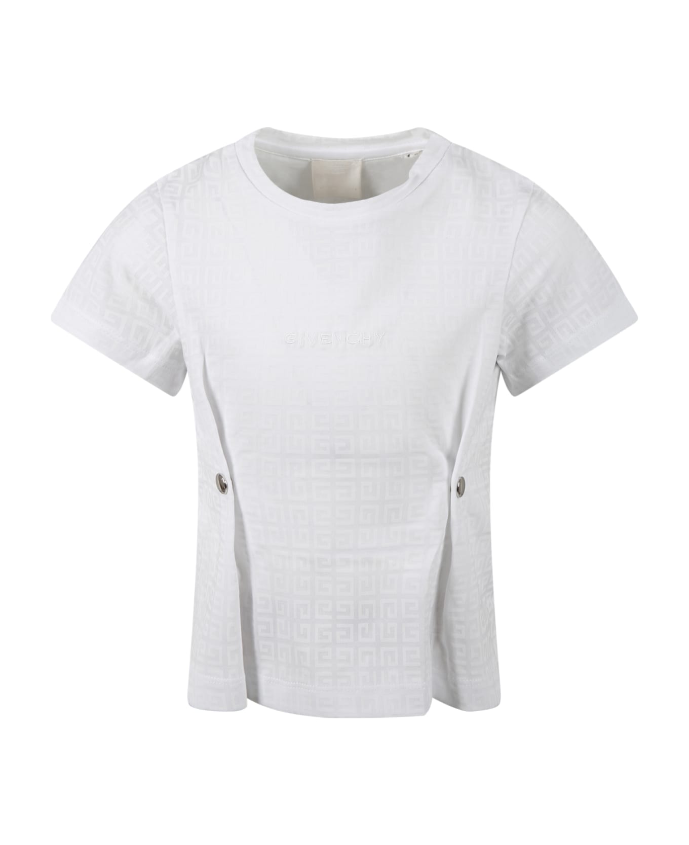 Givenchy White T-shirt For Girl Wtih Clips And White Logo - White