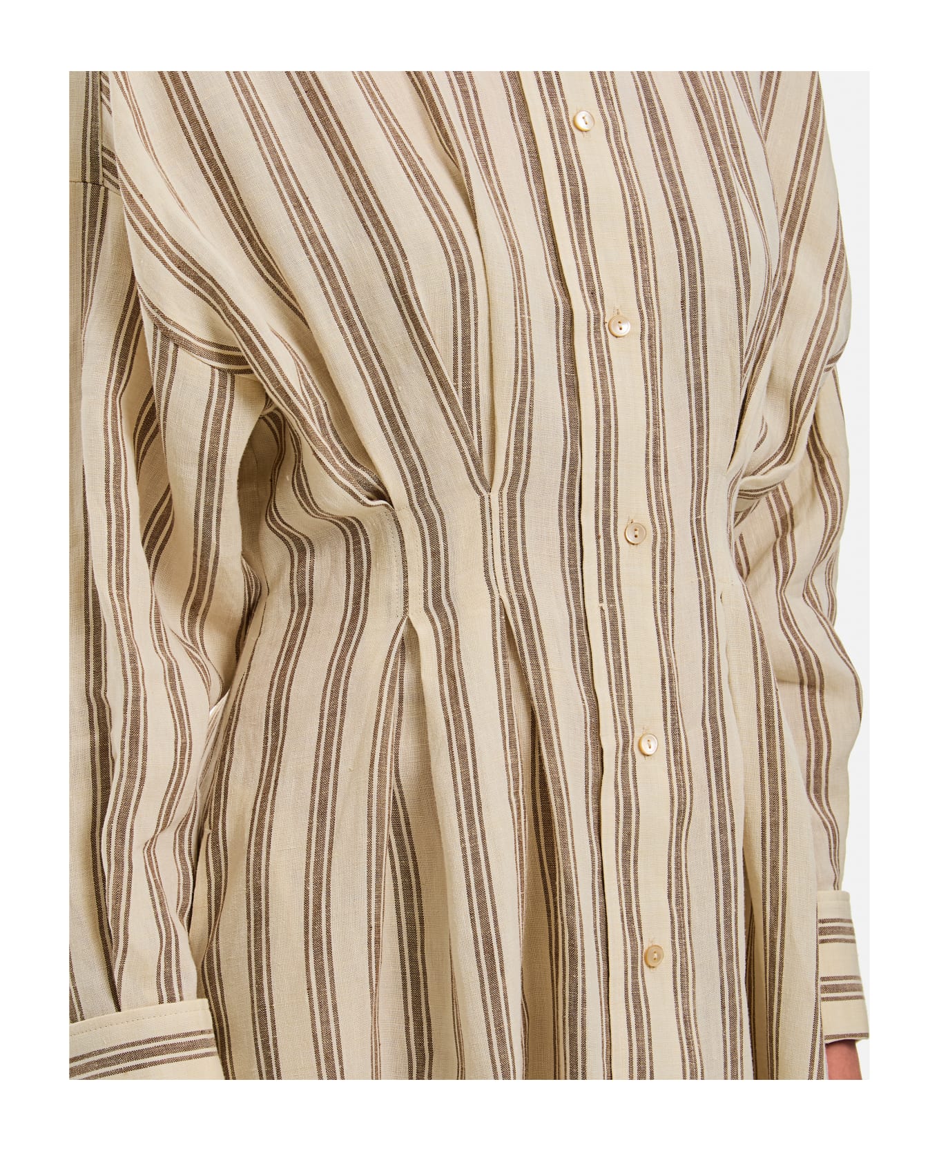 Max Mara Chemisier Striped Dress - Beige