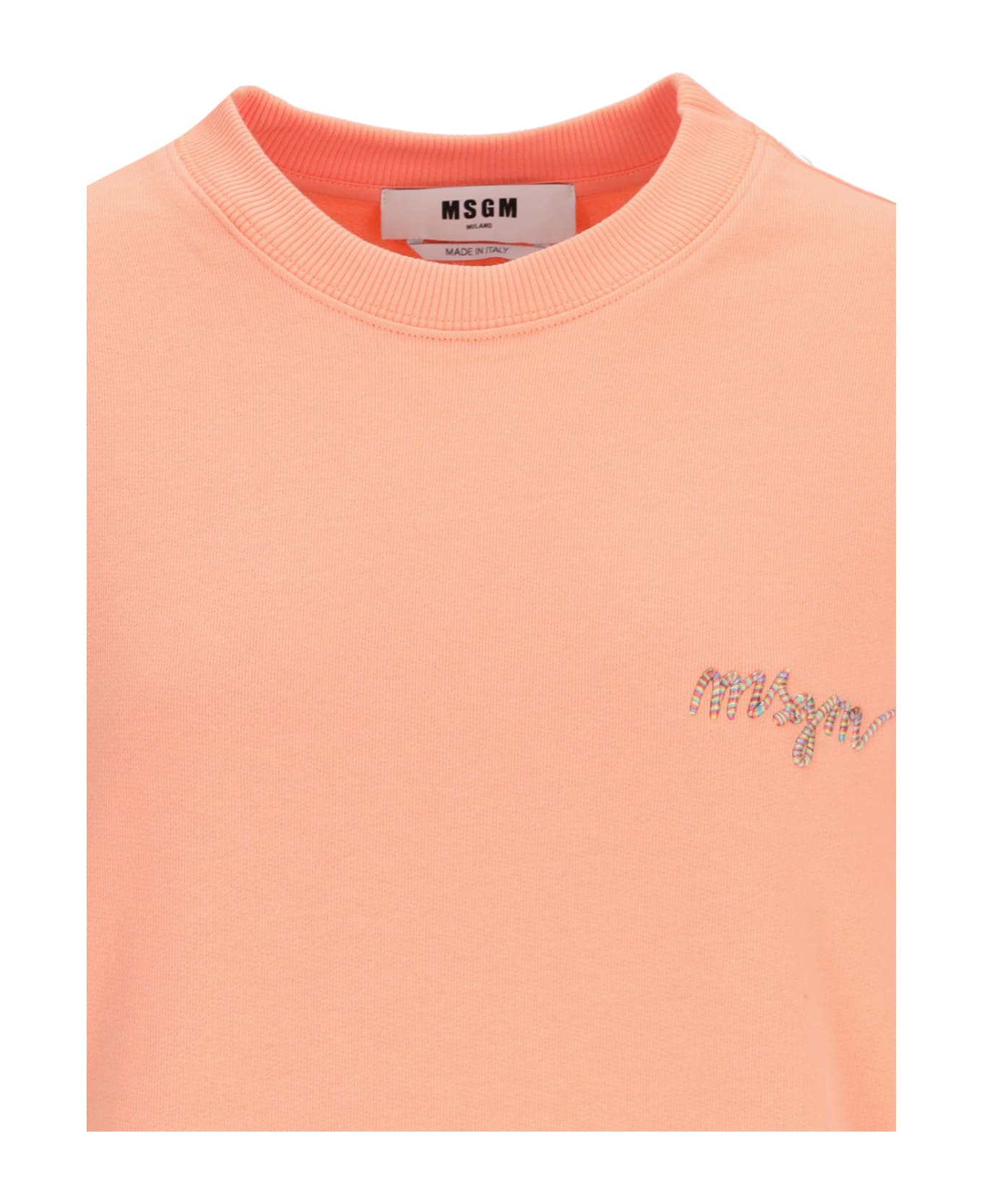 MSGM Logo Crew Neck Sweatshirt - Orange フリース