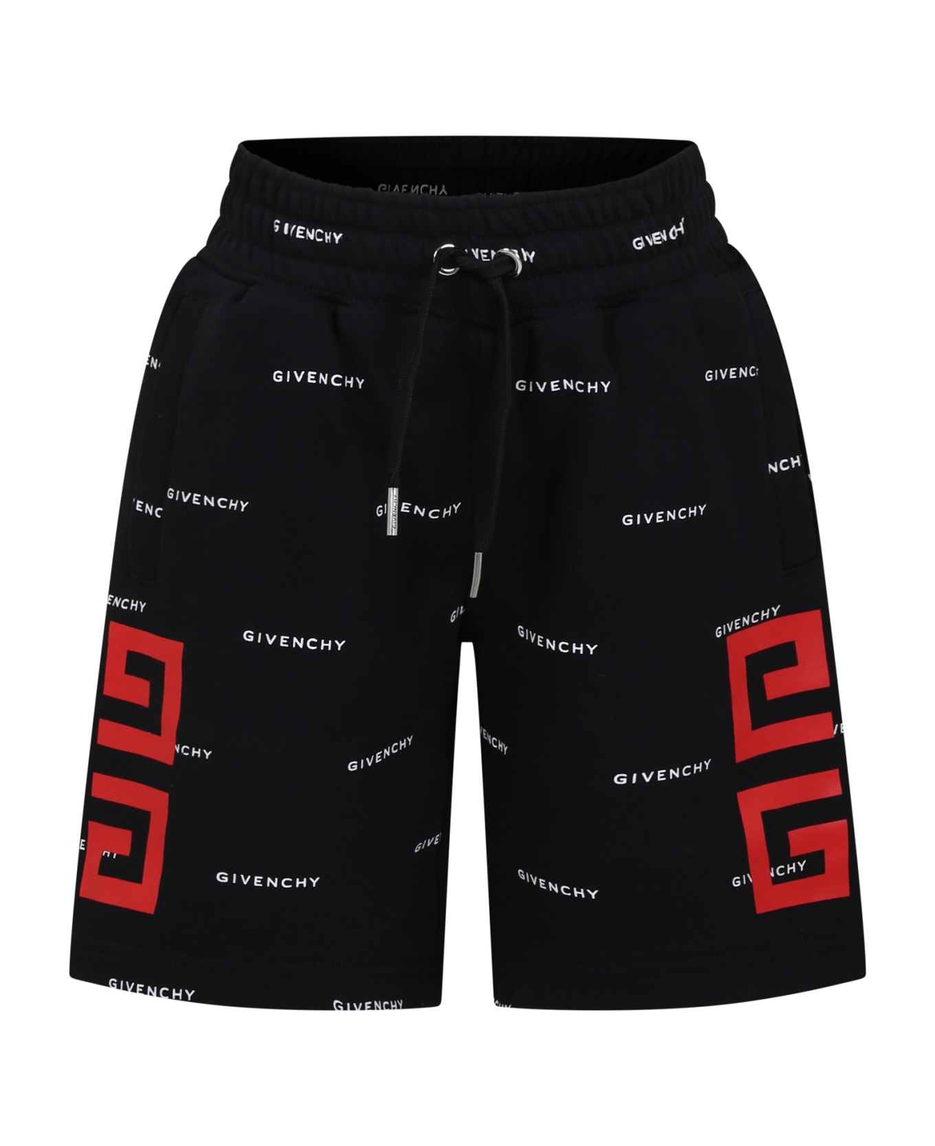 Givenchy Black Shorts For Boy With All-over Logo - Black ボトムス