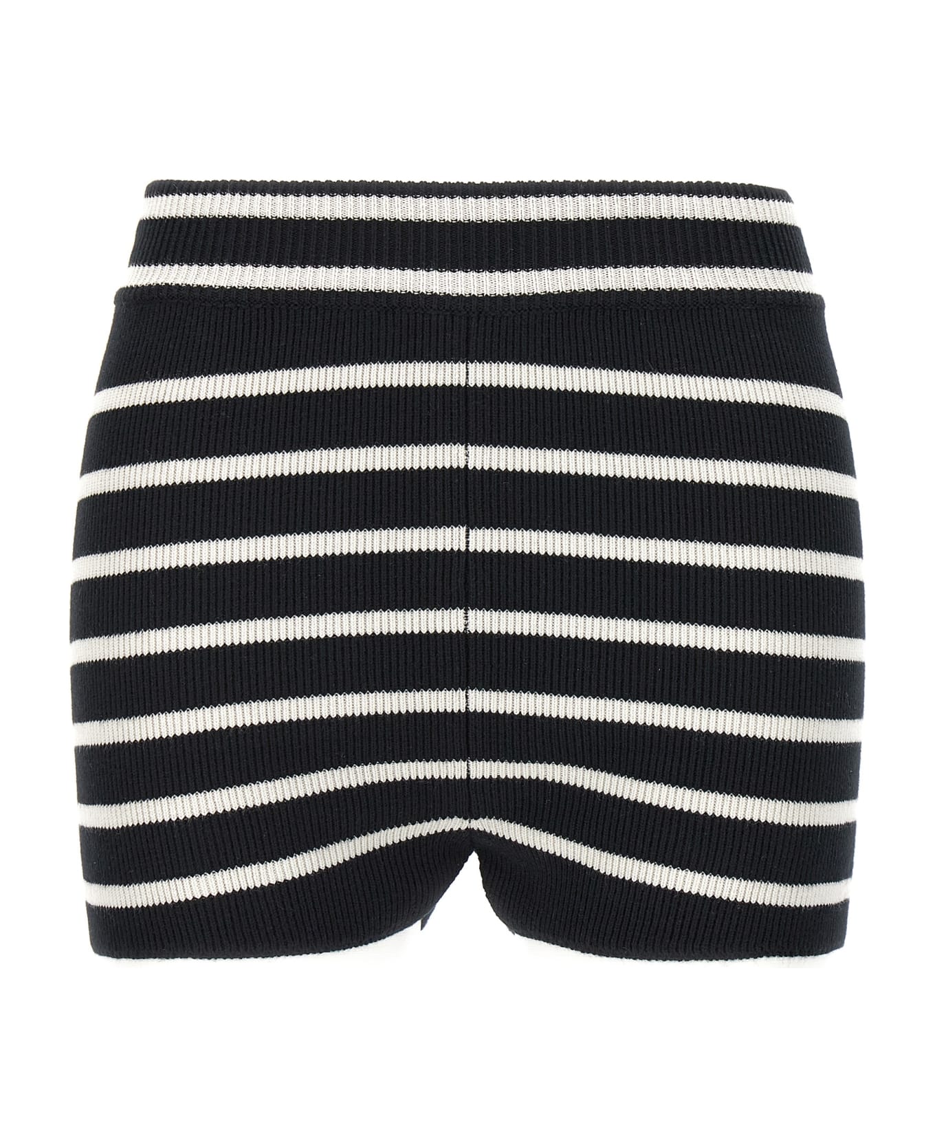 Ami Alexandre Mattiussi Striped Knitted Shorts - White/Black