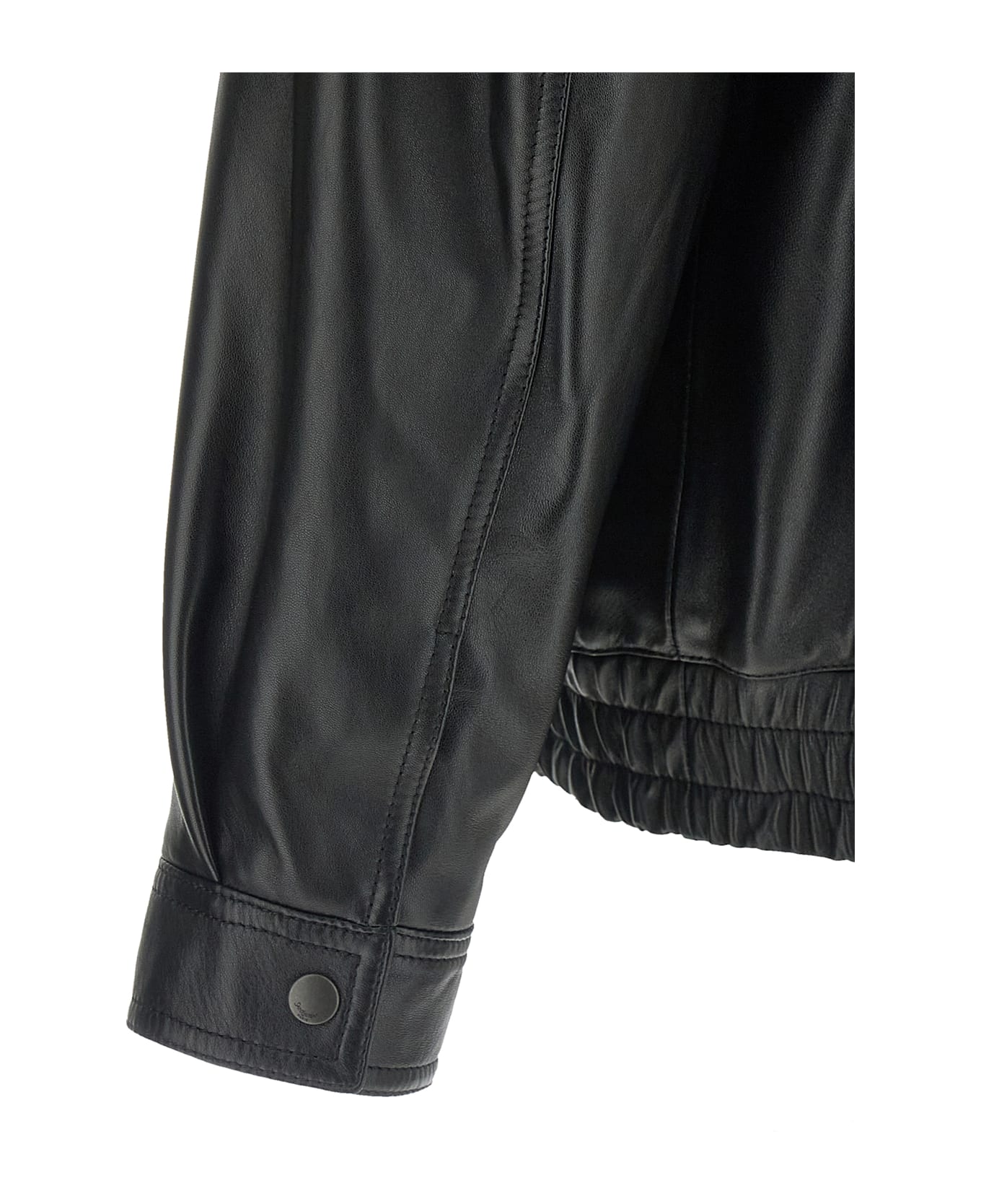 Saint Laurent Leather Bomber Jacket - Black  