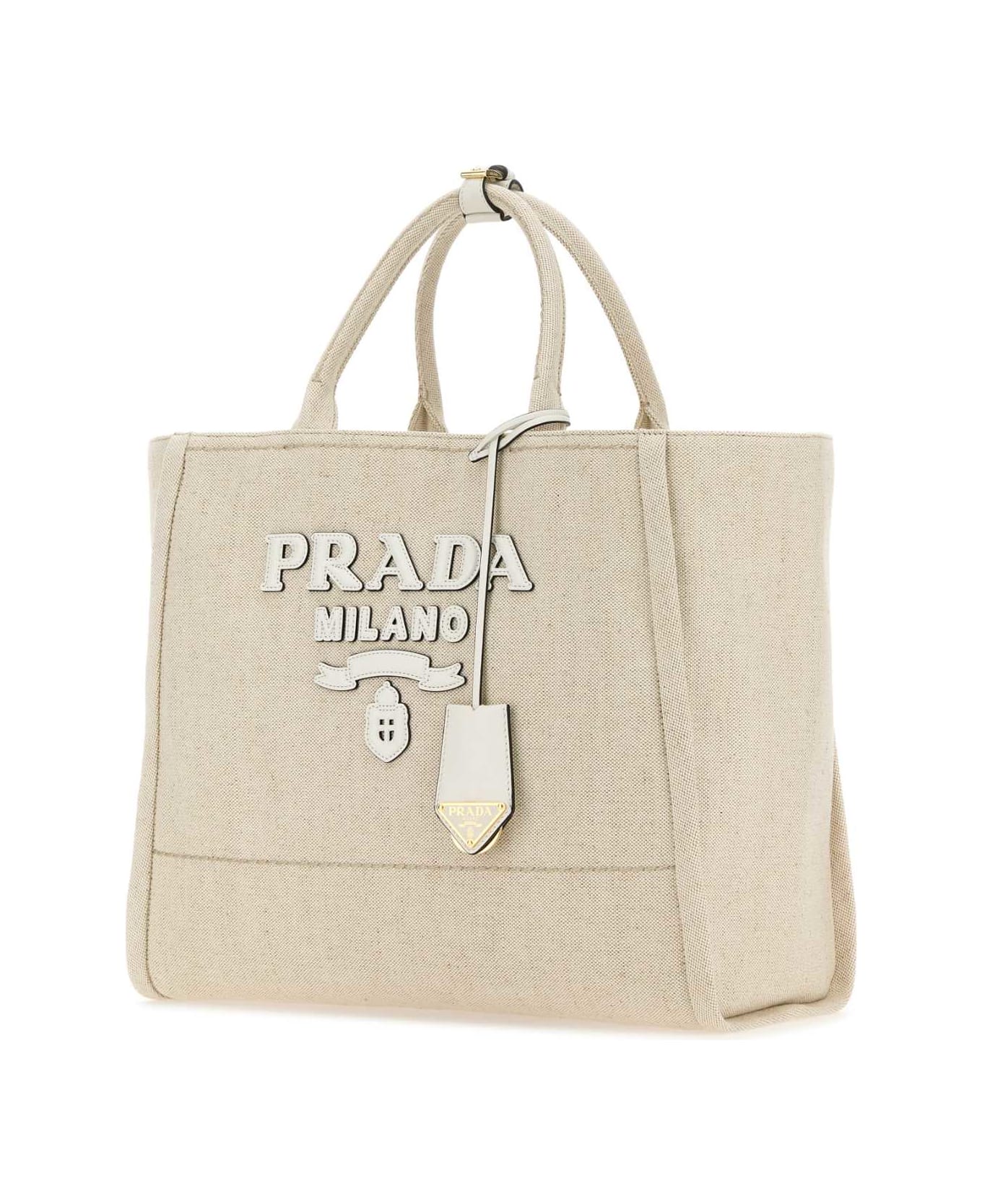 Prada Sand Canvas Shopping Bag - NATURALEBIANCO トートバッグ