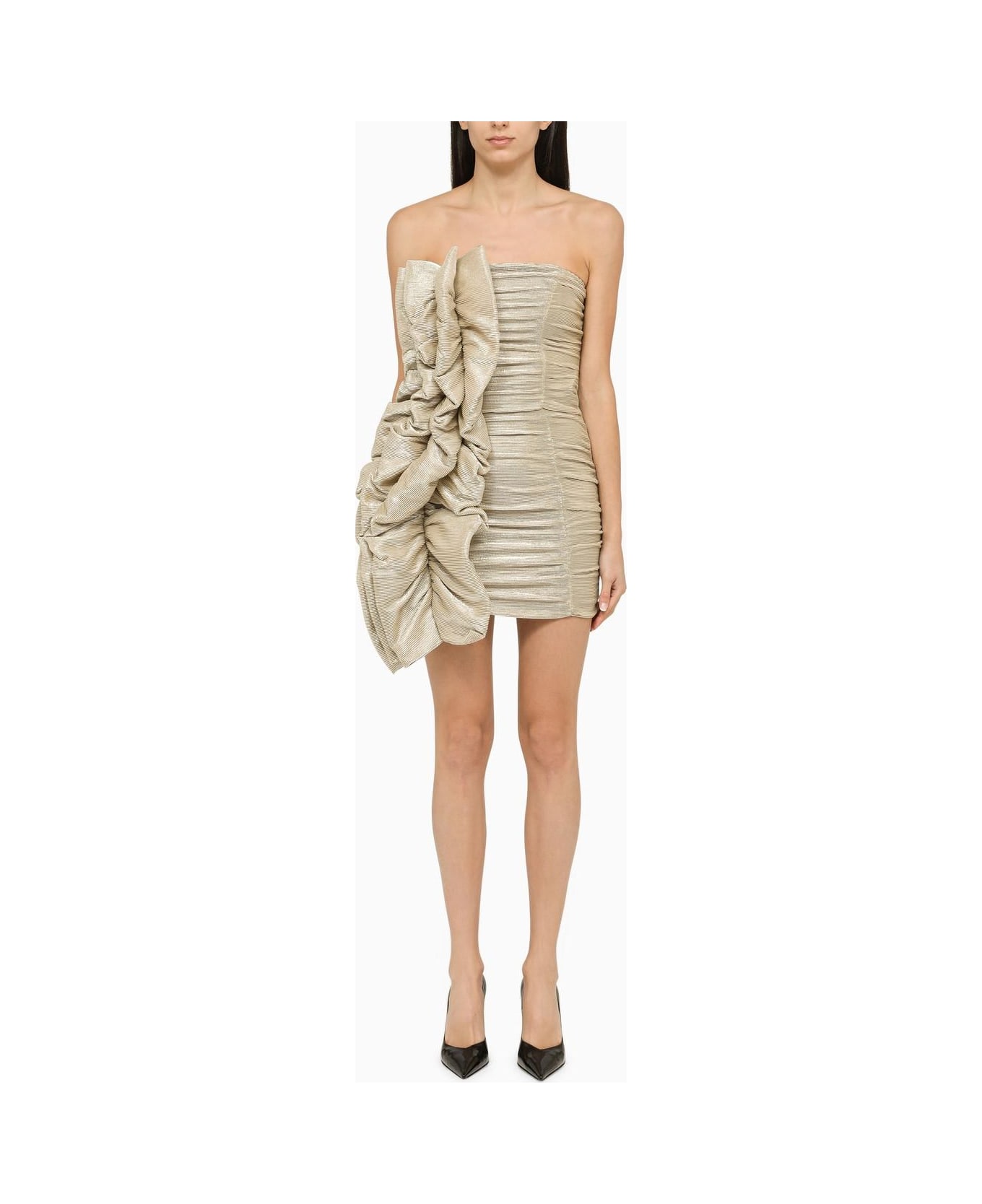 Rotate by Birger Christensen Beige Sheath Dress With Draping - Rutabaga