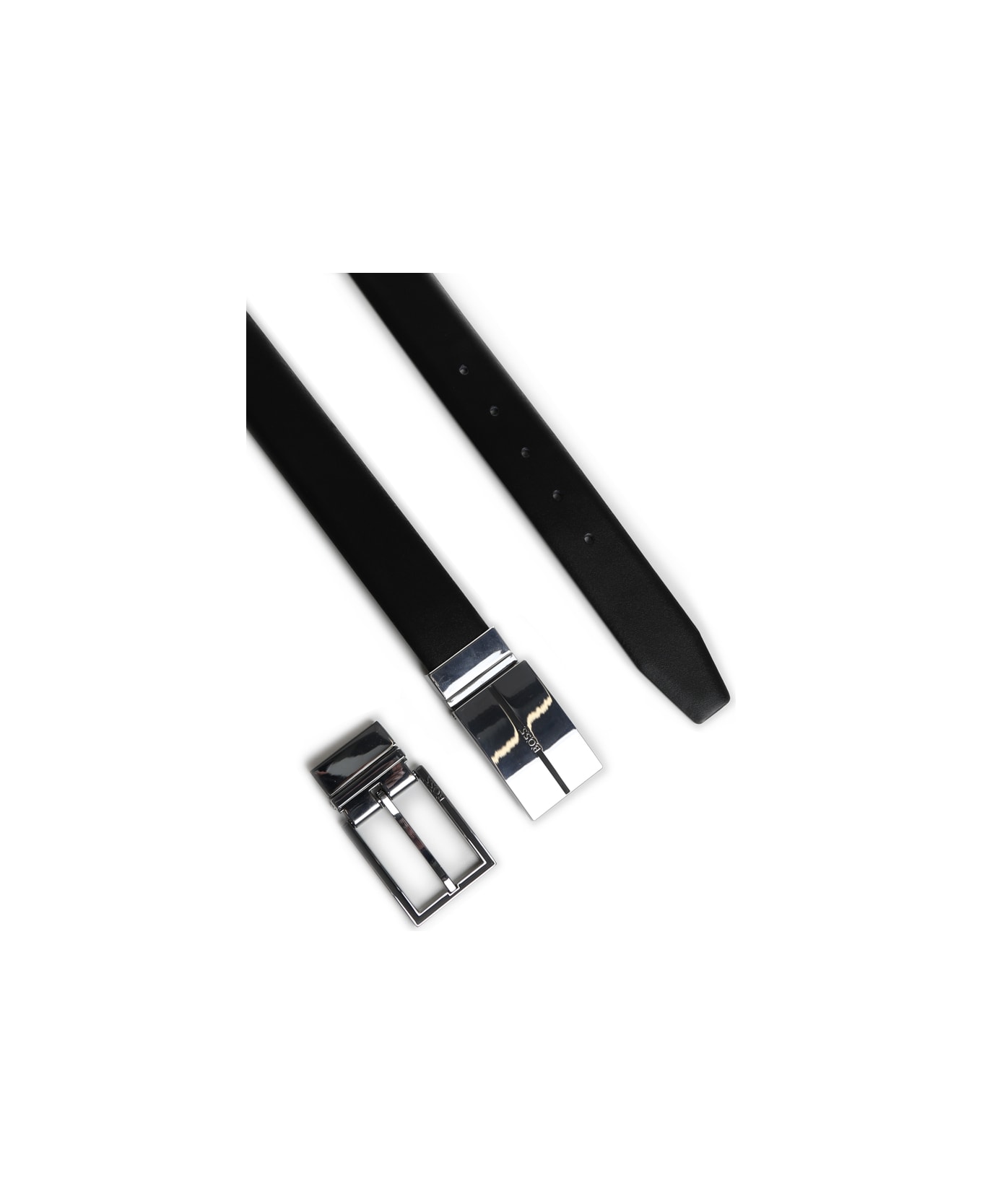 Hugo Boss Leather Belt With Metal Buckle - Black