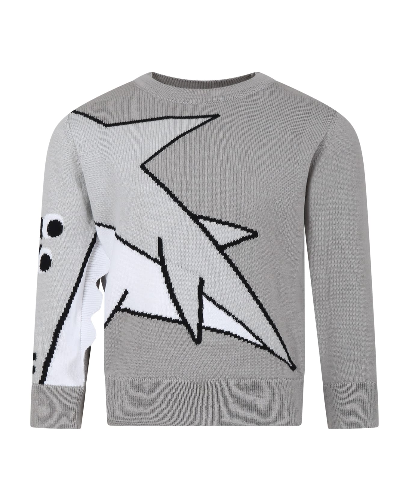 Stella McCartney Kids Gray Sweater For Boy With Shark - Grey