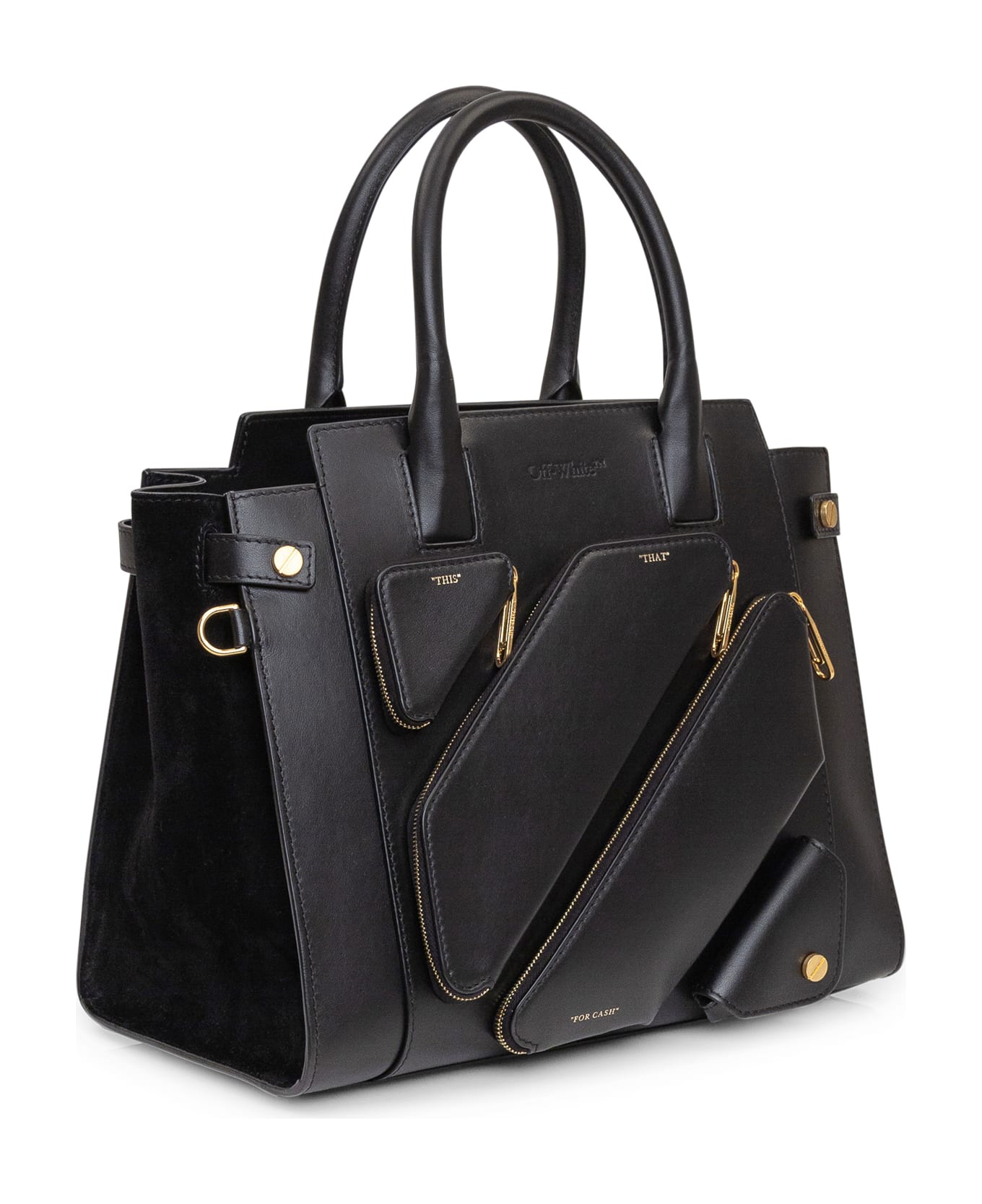 Off-White City Tote Leather Handbag - black