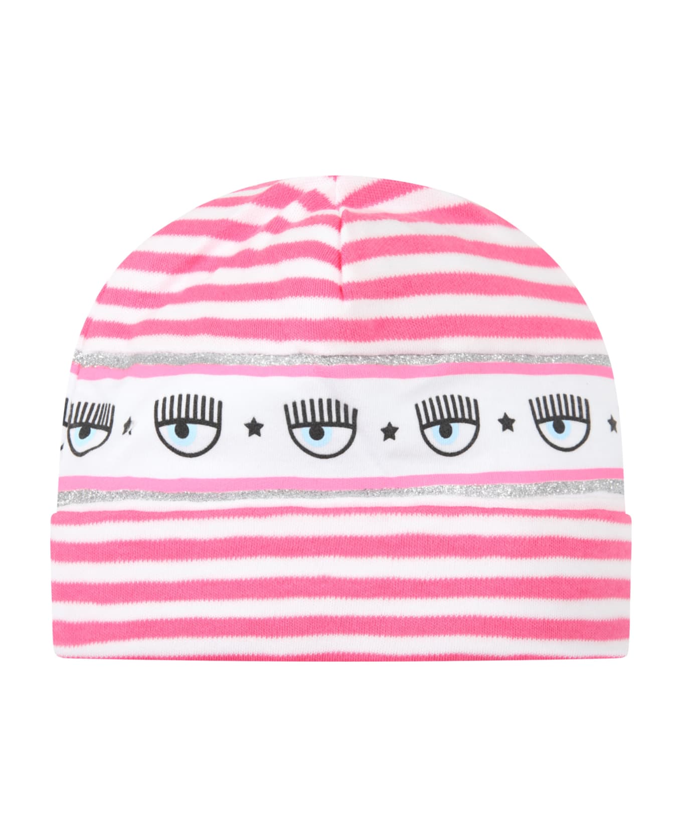 Chiara Ferragni Multicolor Hat For Baby Girl With Iconic Eyes Flirting - WHITE アクセサリー＆ギフト