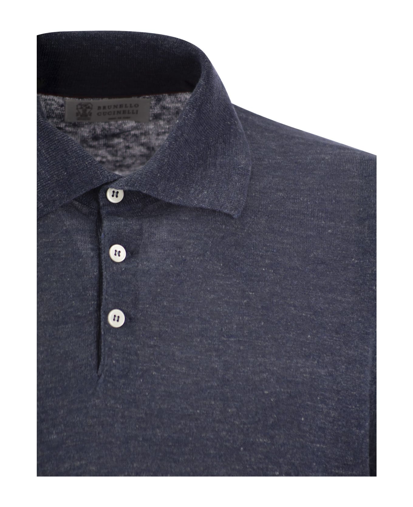 Brunello Cucinelli Linen And Cotton Knit Polo Shirt - NETTUNO