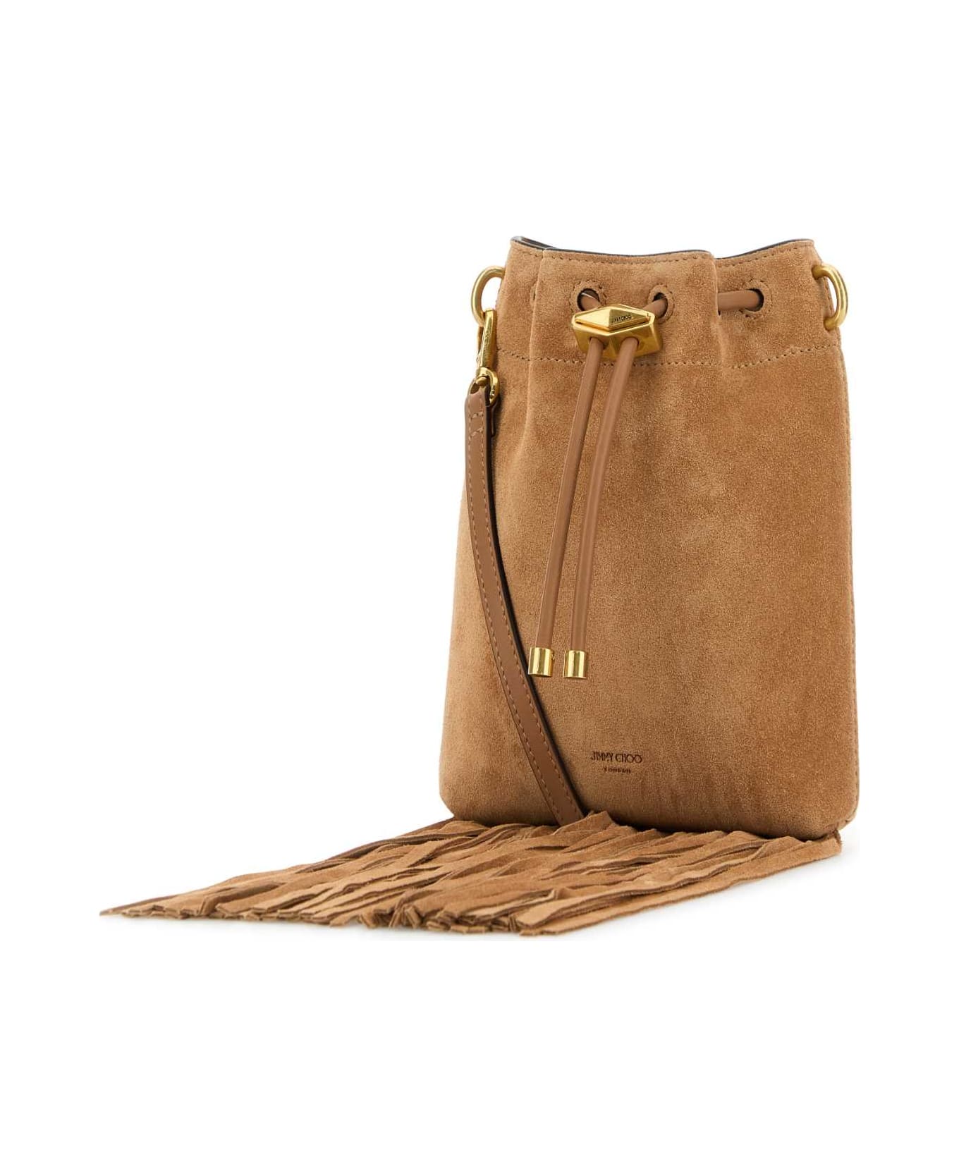 Jimmy Choo Camel Suede Bon Bon Bucket Bag - TOFFEETOFFEEGOLD