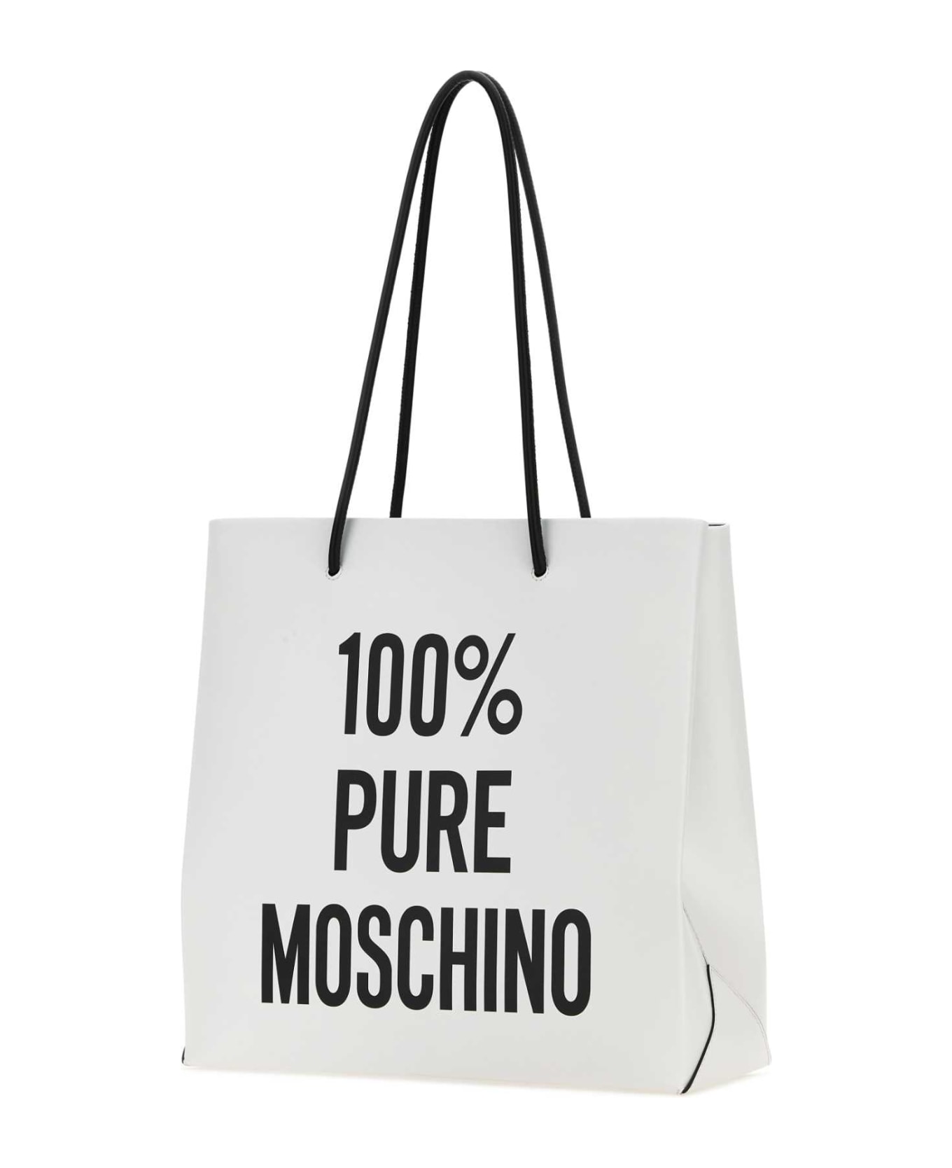 Moschino White Leather 100% Pure Moschino Shopping Bag - FANTASIABIANCO