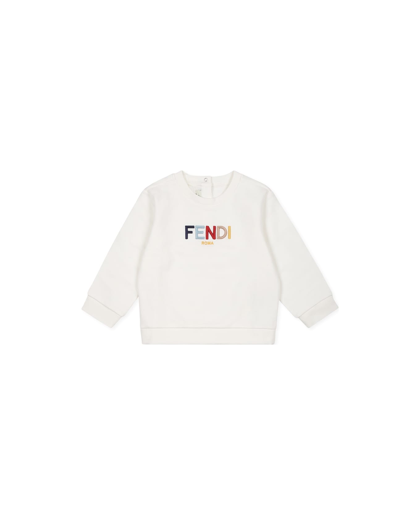 Fendi White Sweatshirt For Babykids With Logo - White