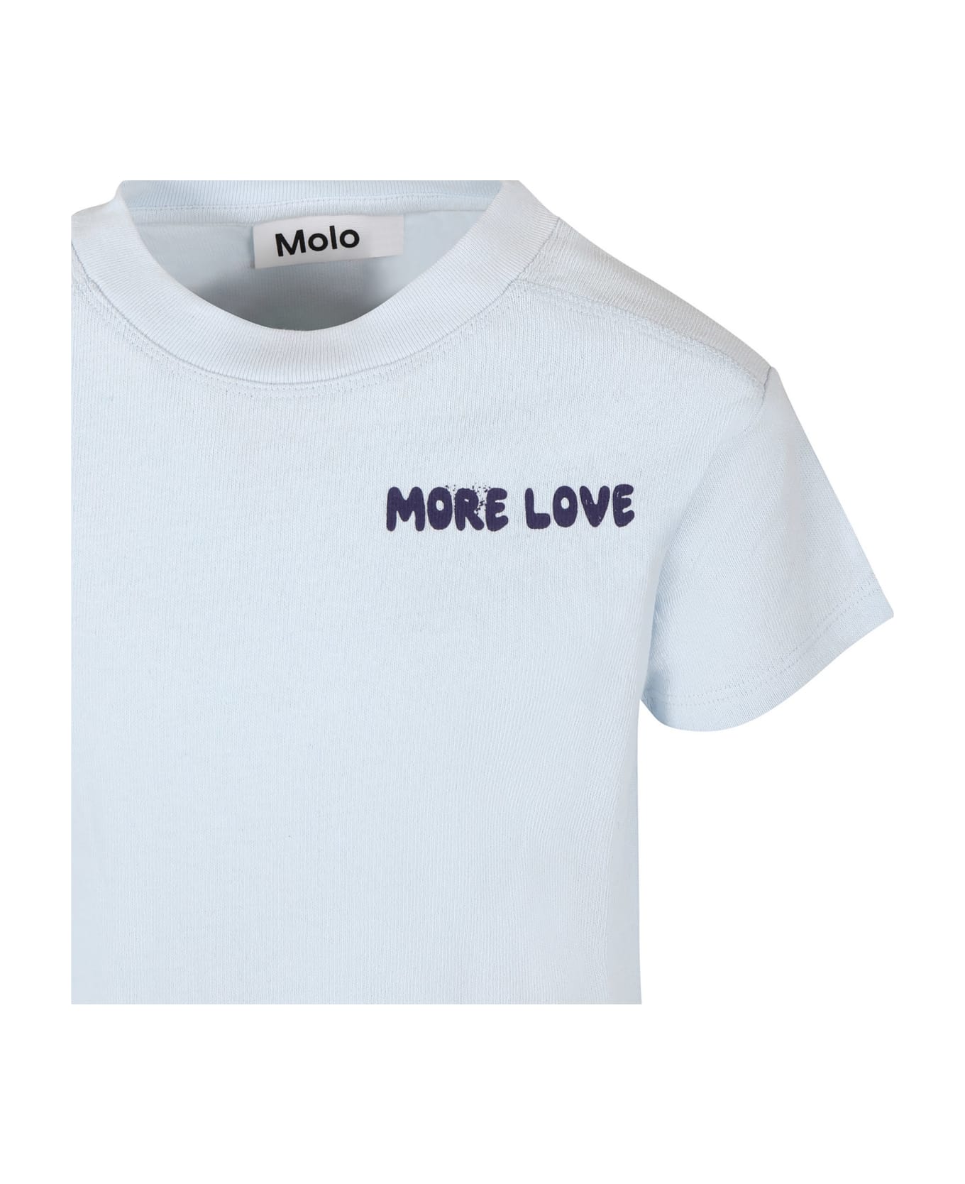 Molo Sky Blue T-shirt For Girl With Rainbow - Light Blue Tシャツ＆ポロシャツ
