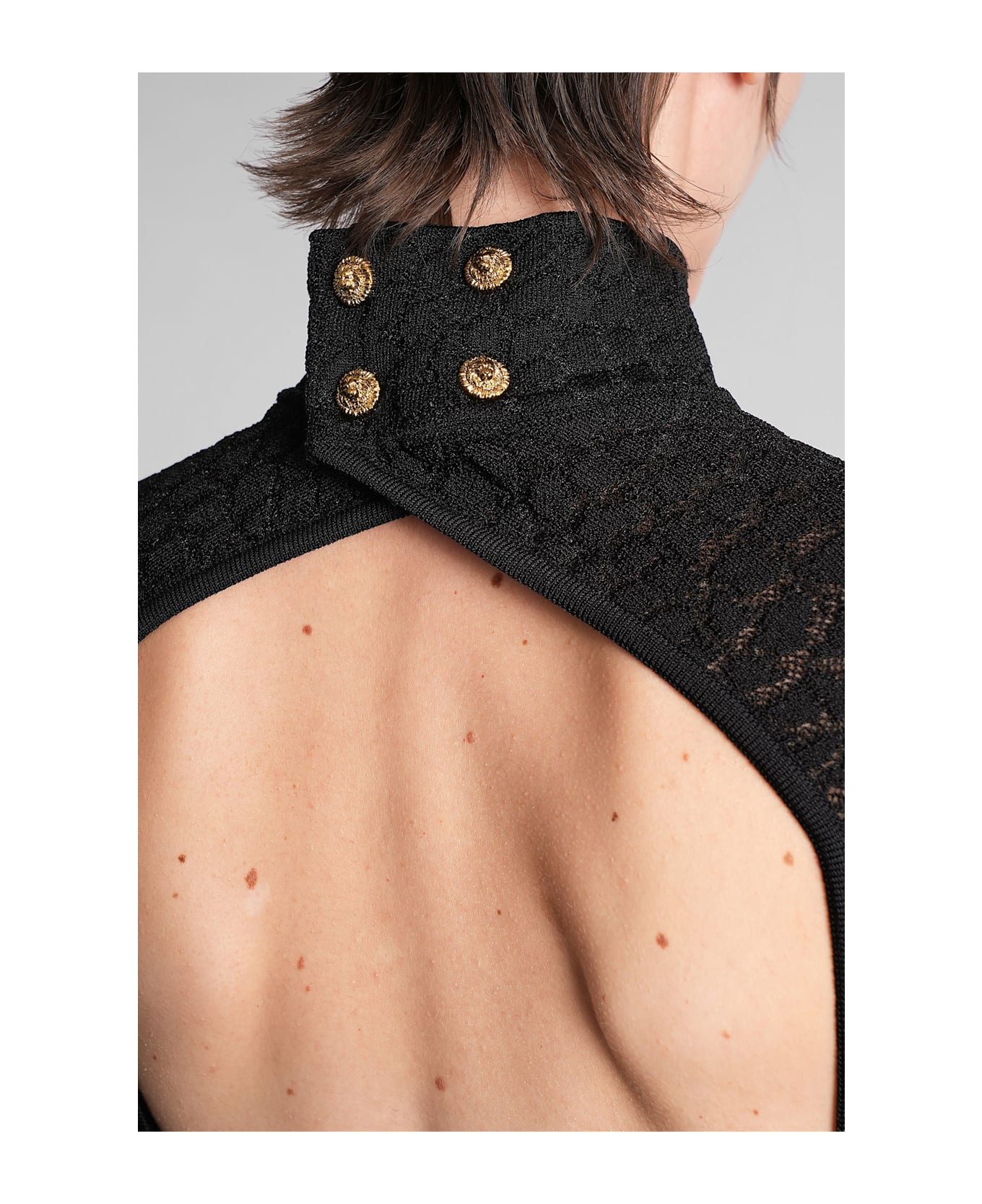 Balmain Long Dress In Black Viscose - black
