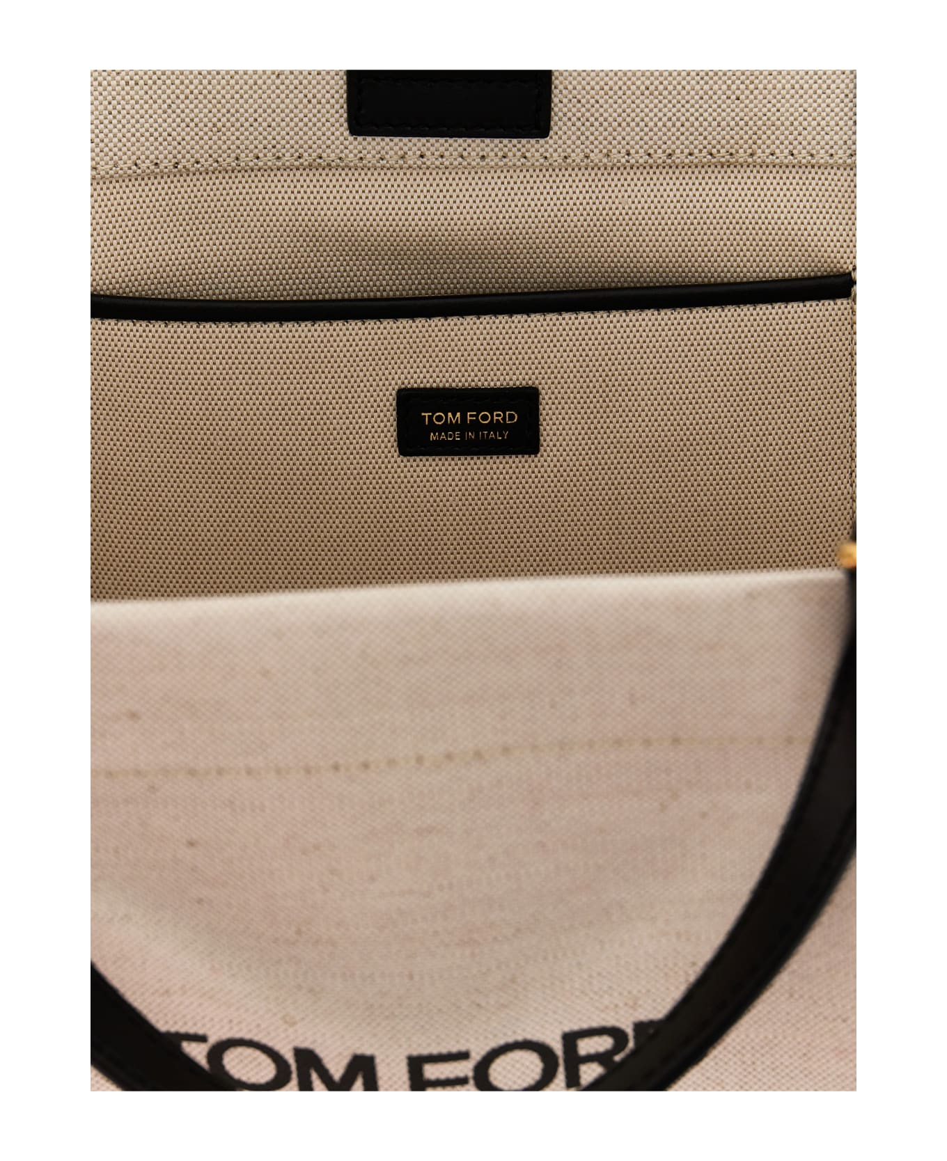 Tom Ford Logo Canvas Handbag - White/Black