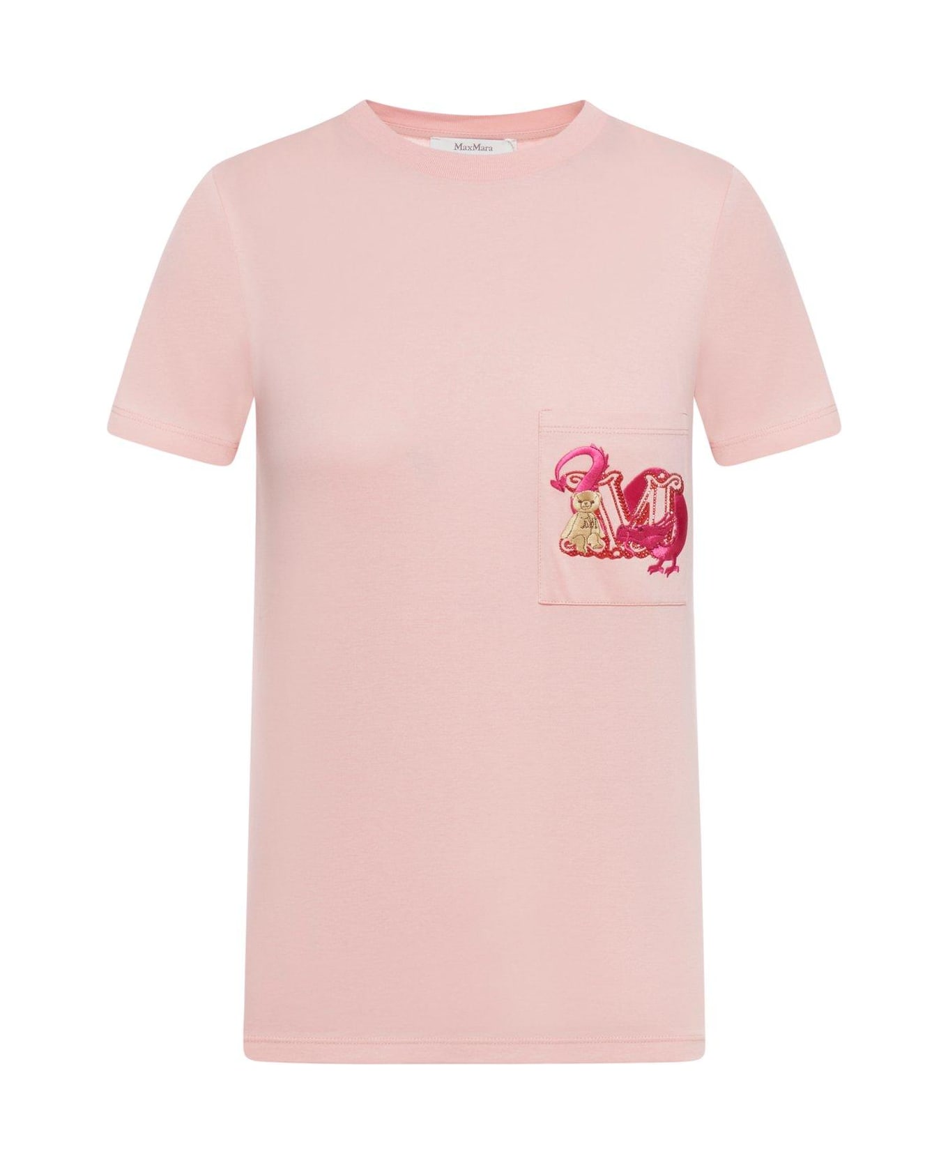Max Mara Logo Embellished Crewneck T-shirt - Pink Tシャツ