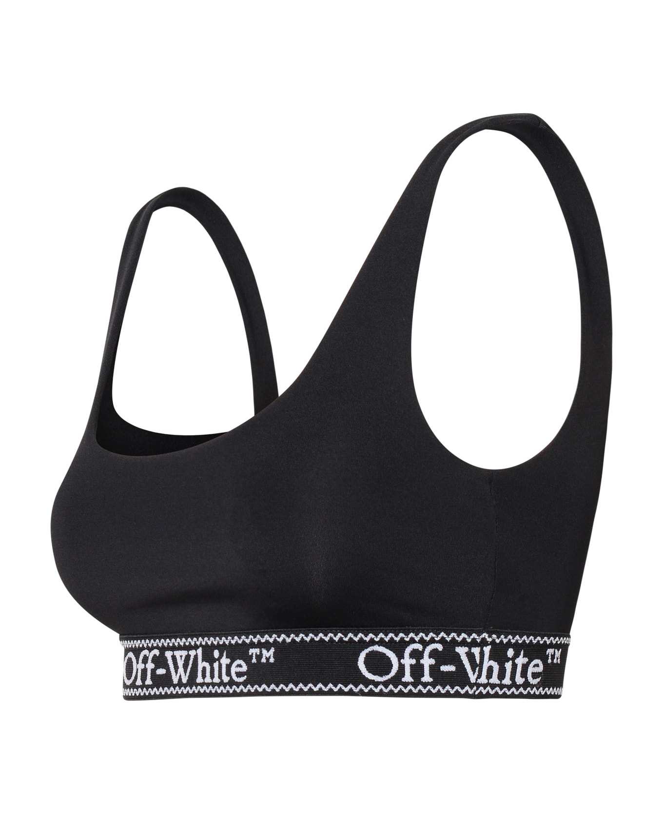 Off-White Sporty Top In Black Nylon Blend - Black White ブラジャー