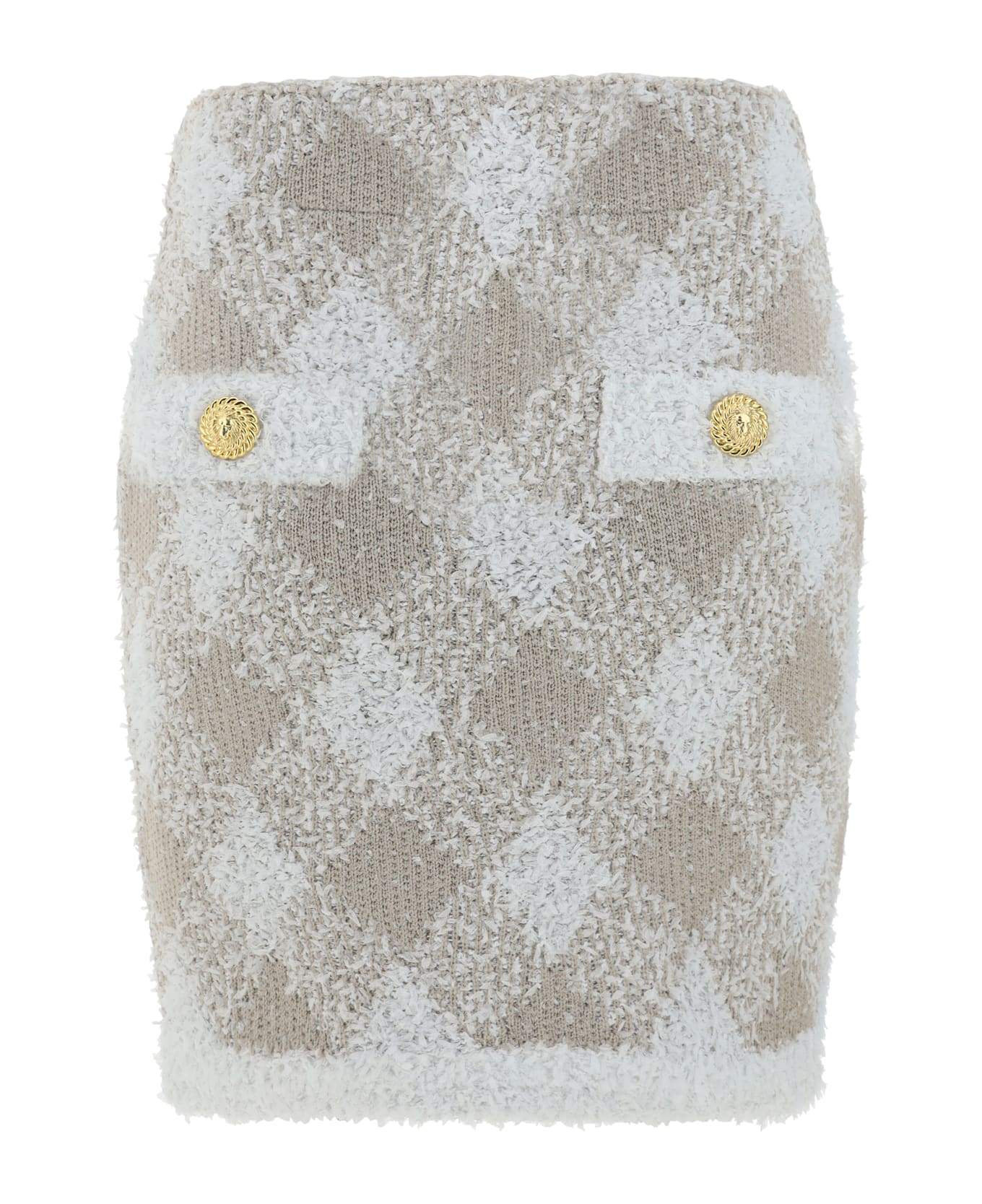 Balmain Midi Skirt - Blanc/ Beige