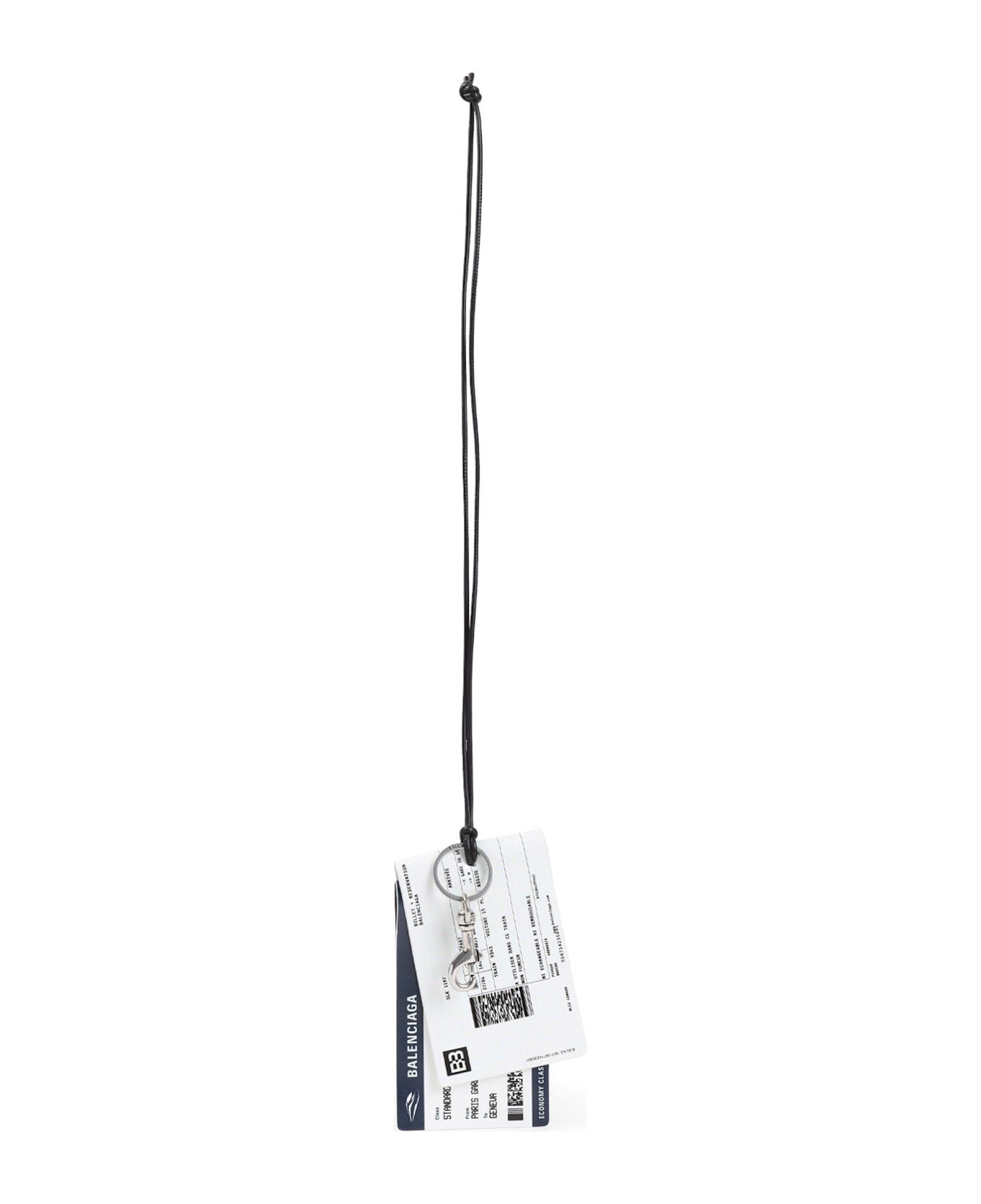 Balenciaga Train Ticket Keyring - White Blk Blue