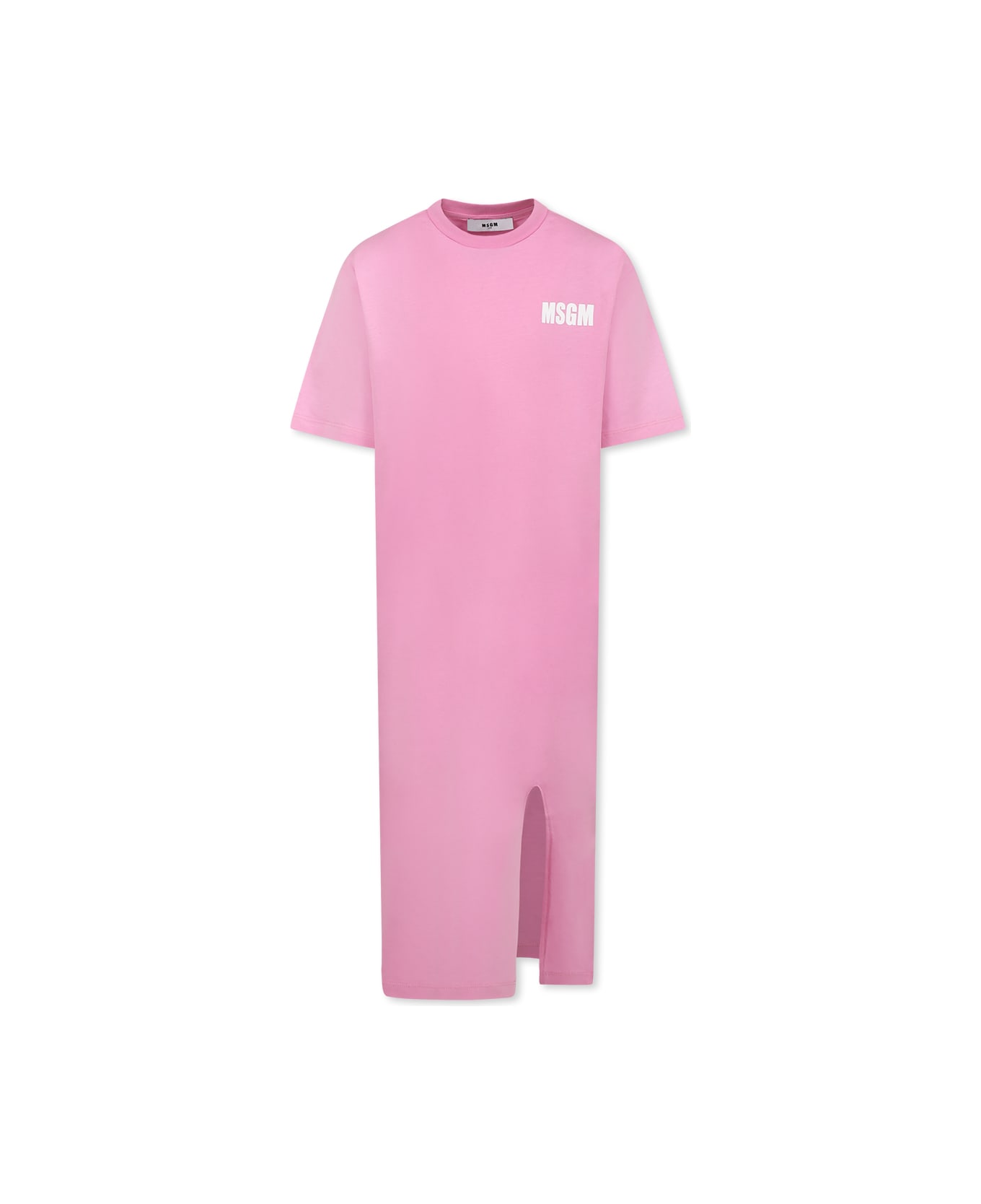 MSGM Pink Dress For Girl With Logo - Pink