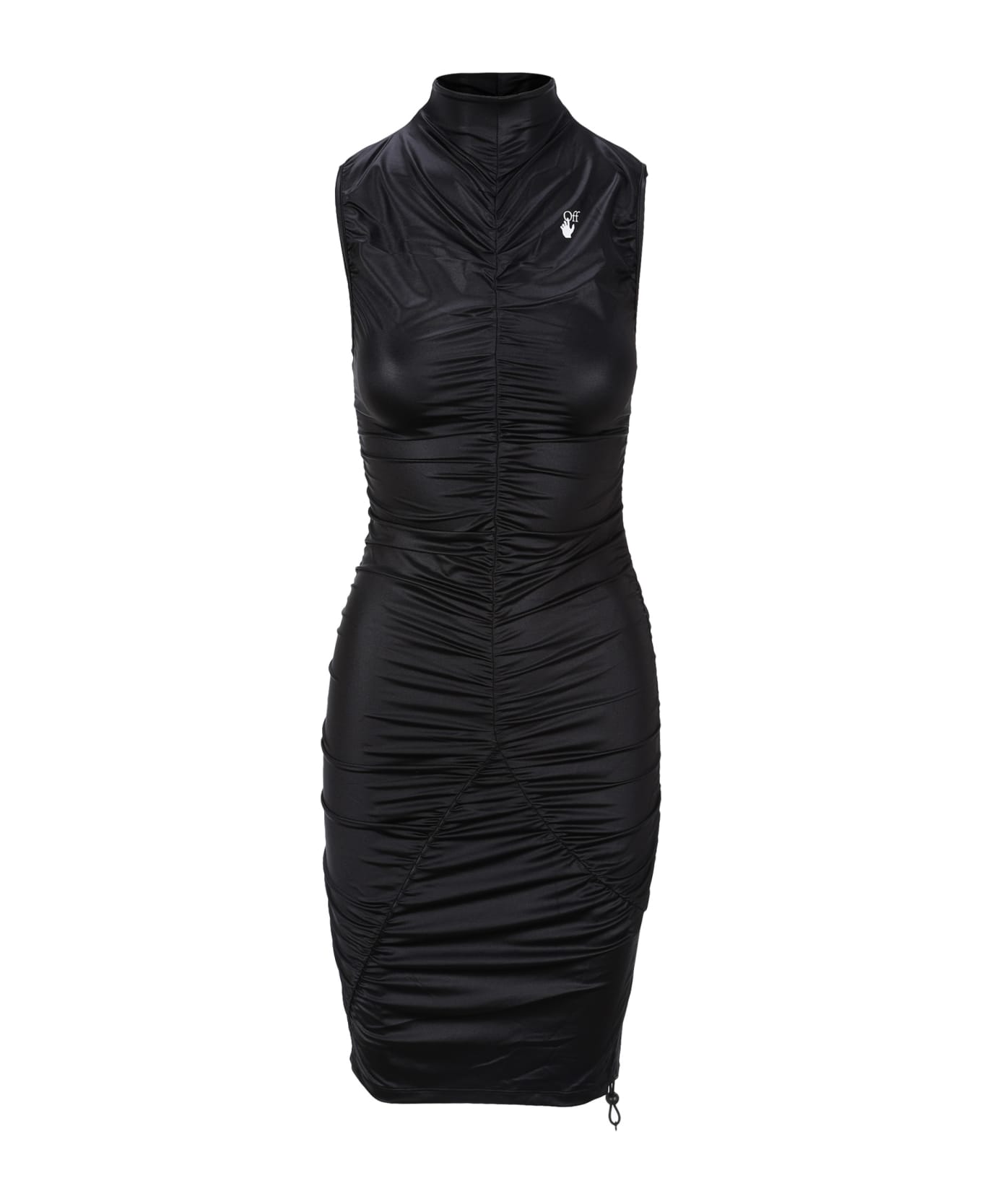 Off-White Off White Ruched Mini Dress - Black White