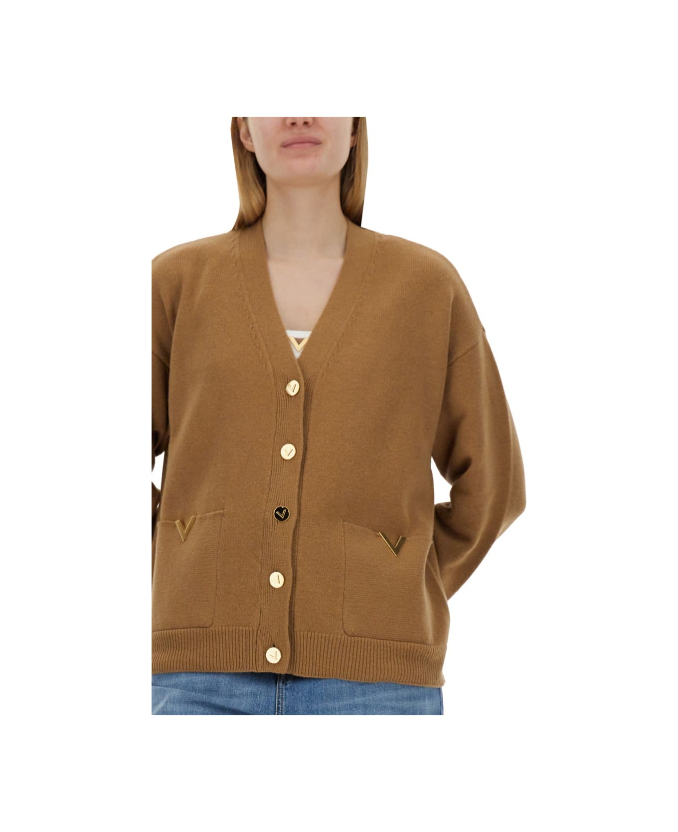 Valentino Wool Cardigan - BEIGE