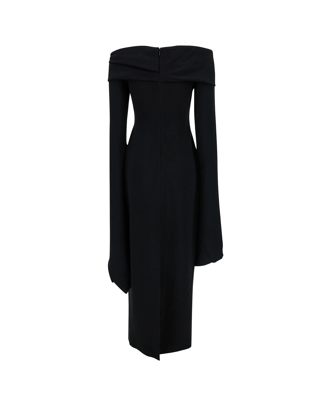 Solace London 'arden' Long Black Dress With Extra Long Dress In Fabric Woman - Black
