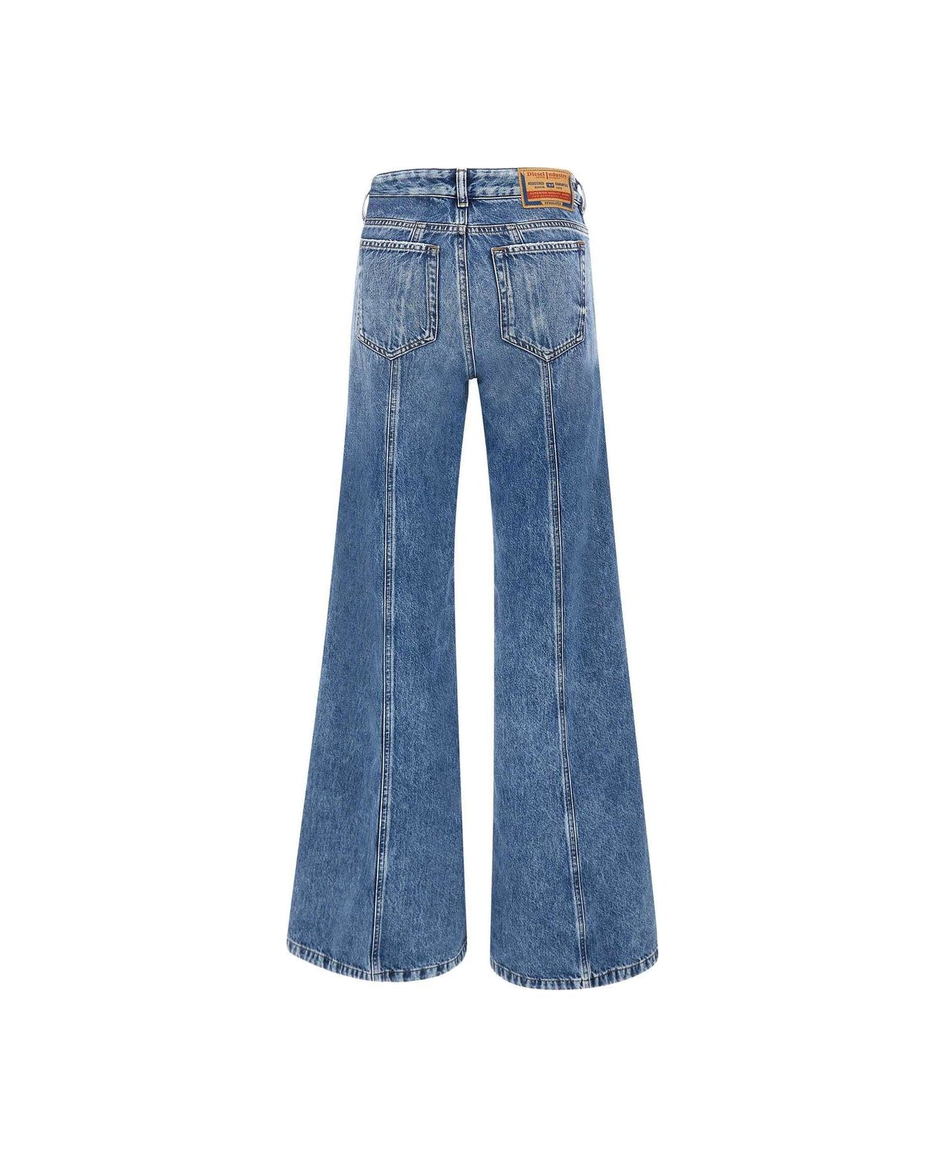 Diesel D-akii Flared Panelled Jeans - Stone Washed