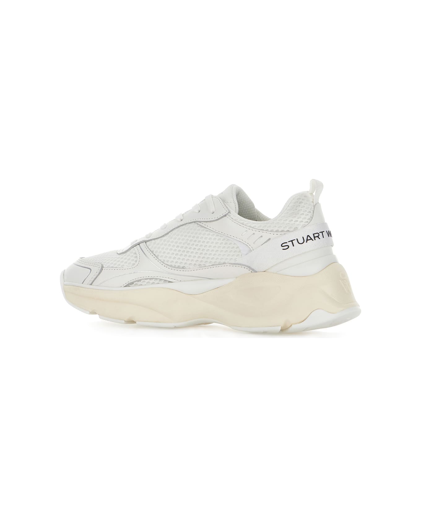 Stuart Weitzman White Leather And Mesh Sneakers - WHITE