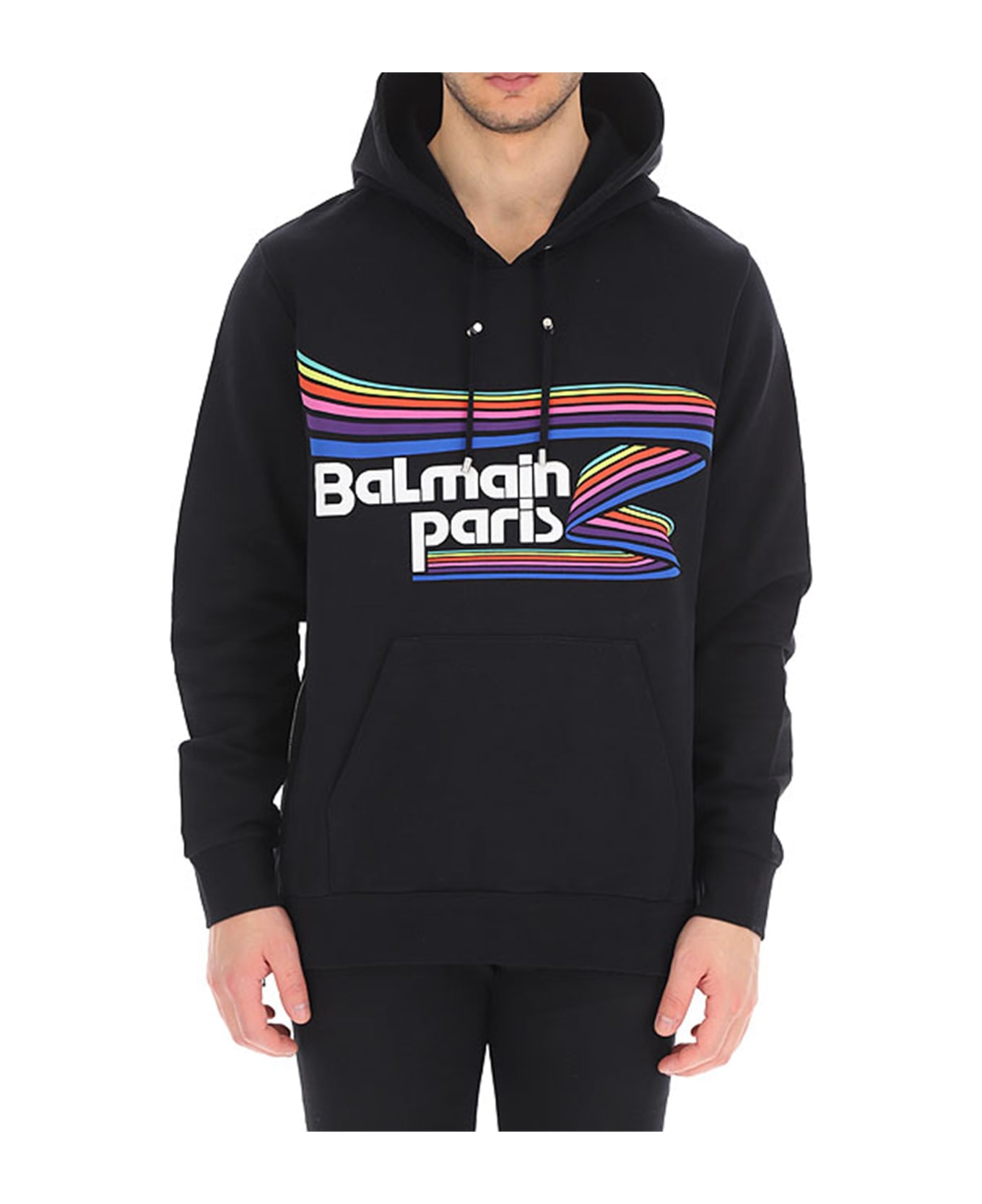 Balmain Logo Hooded Sweatshirt - Black