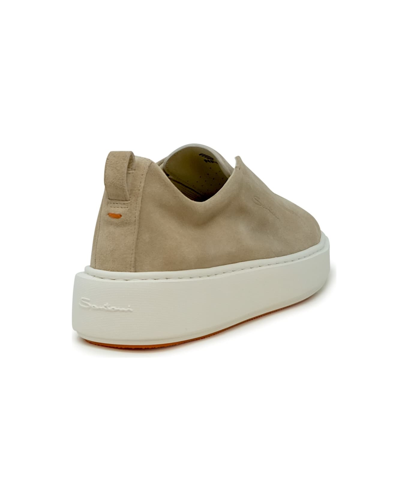 Santoni Beige Leather Sneaker - BEIGE