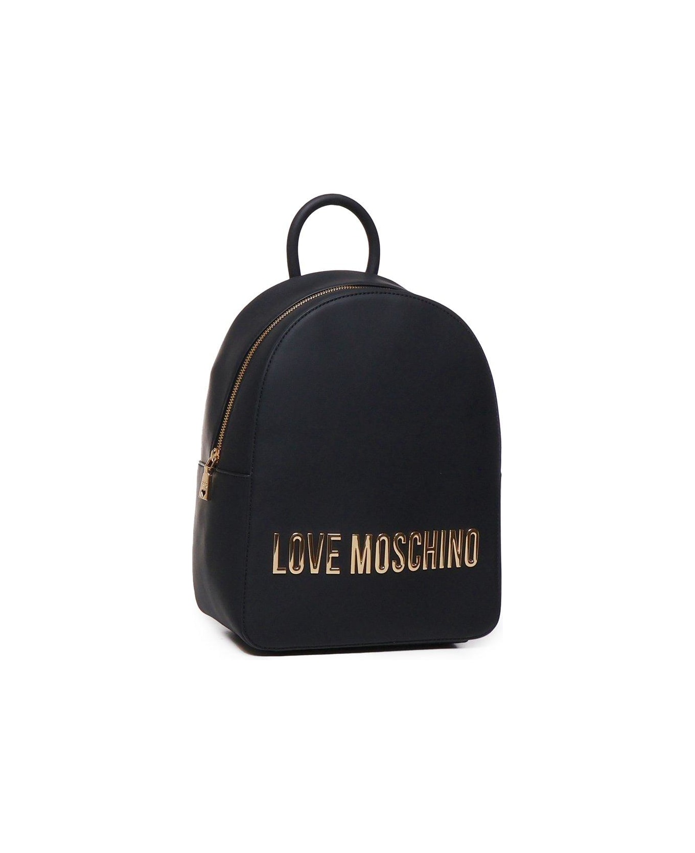 Moschino Logo Lettering Zipped Backpack - Nero