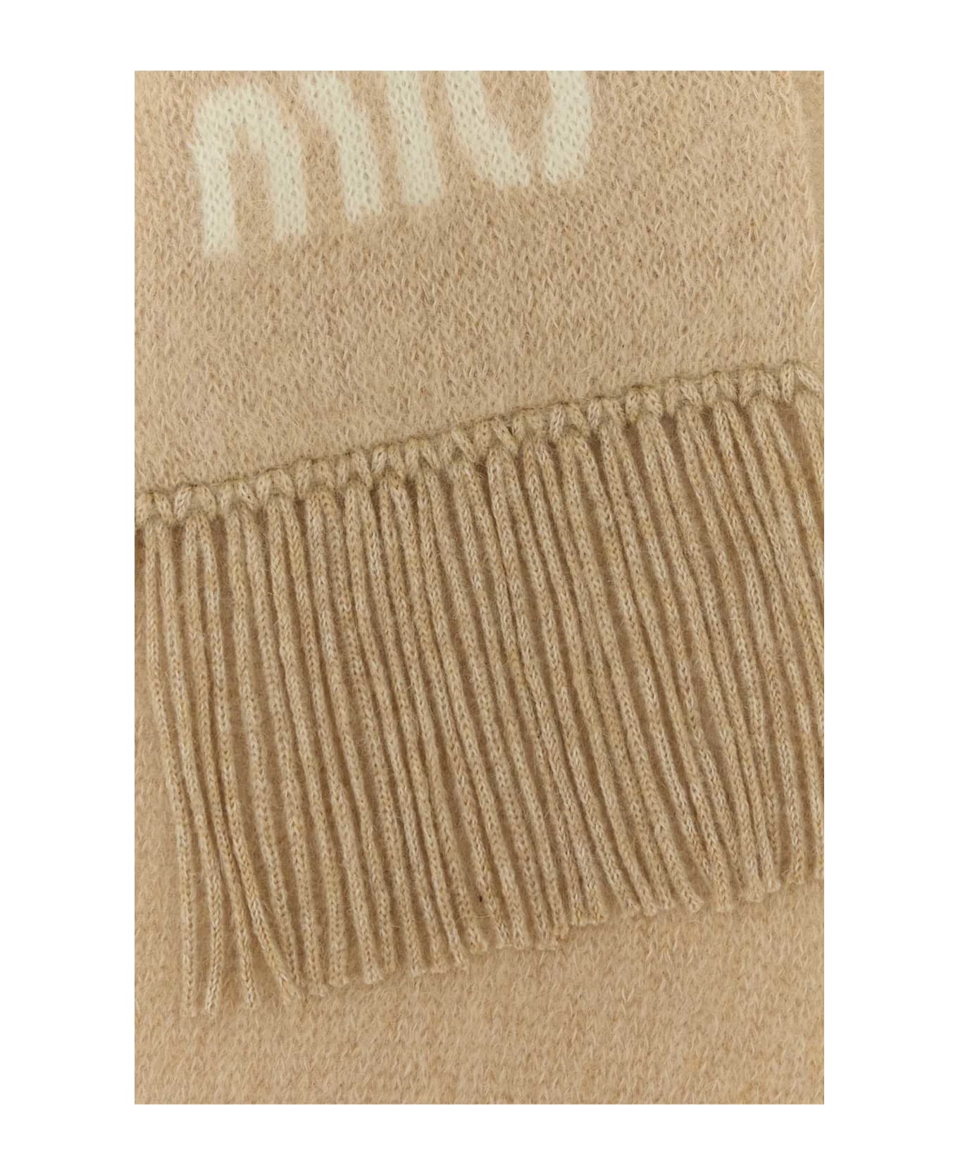 Miu Miu Beige Mohair Blend Scarf - NATURALE