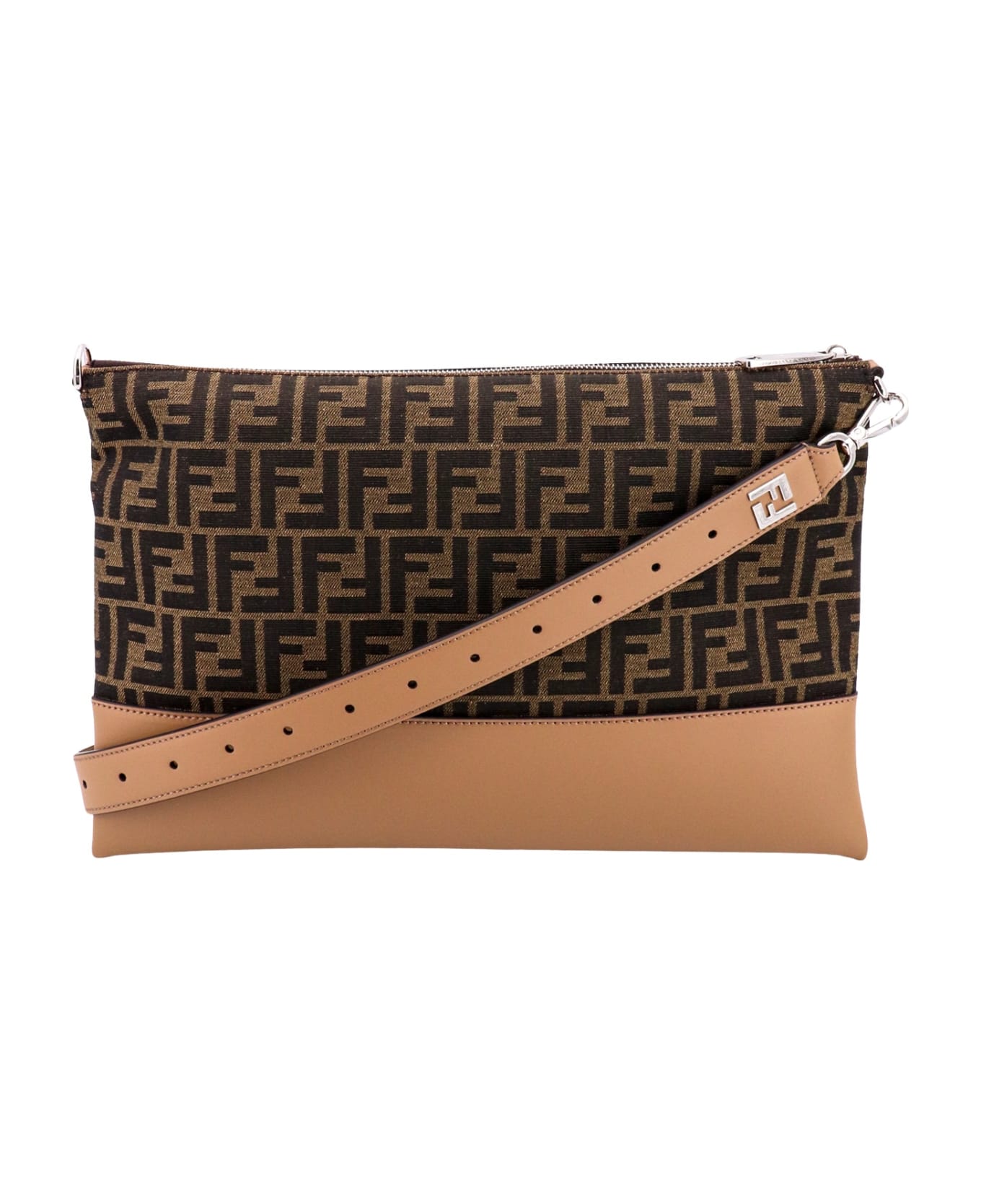 Fendi clutch bag in fabric and leather