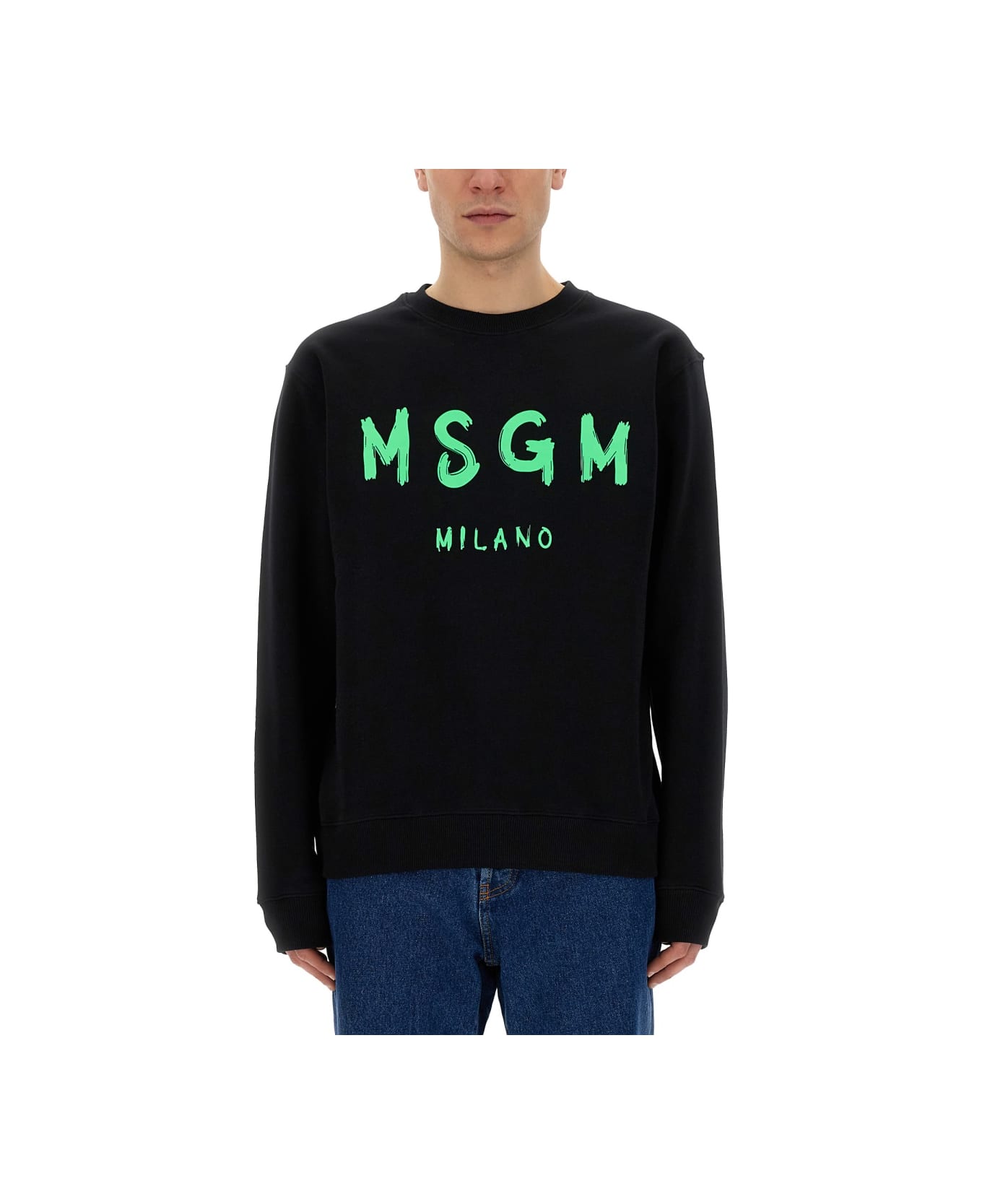 MSGM Sweatshirt With Logo - BLACK フリース