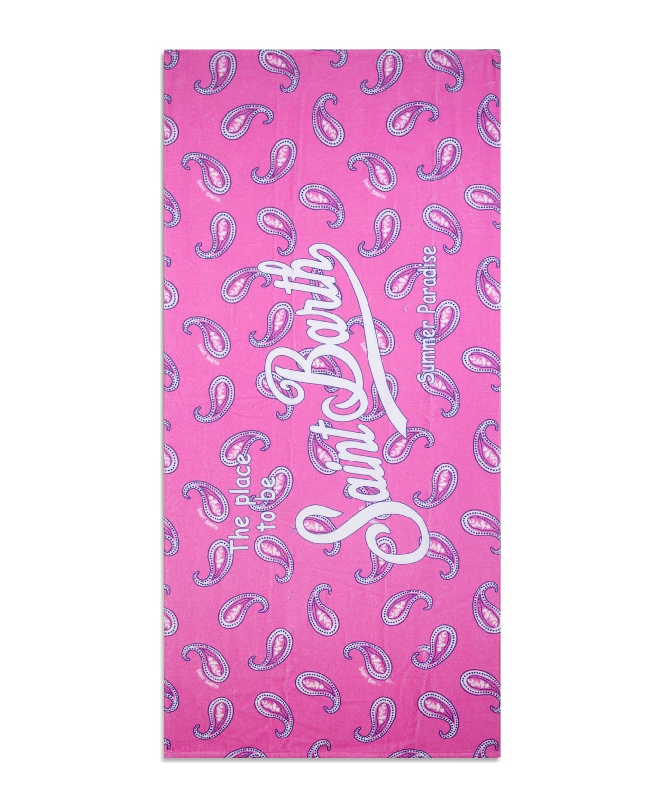 MC2 Saint Barth Soft Terry Beach Towel With Pink Paisley Print - PINK