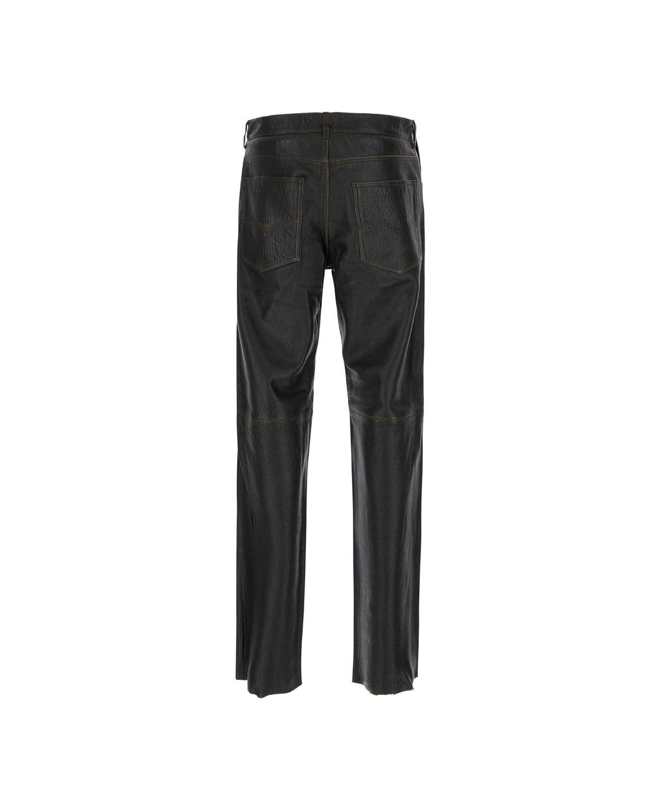 Diesel Black 'p-kooman' Trousers In Sheepskin Leather Man - Black