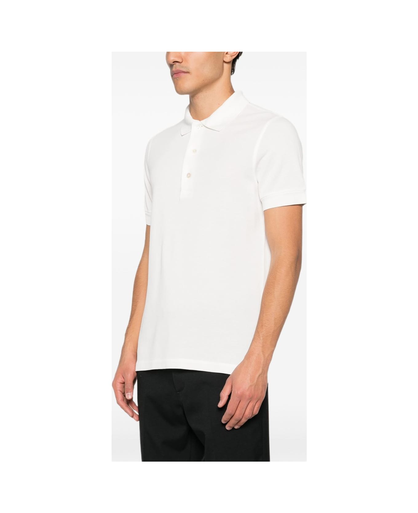 Tom Ford Cotton Blend Polo Shirt - White