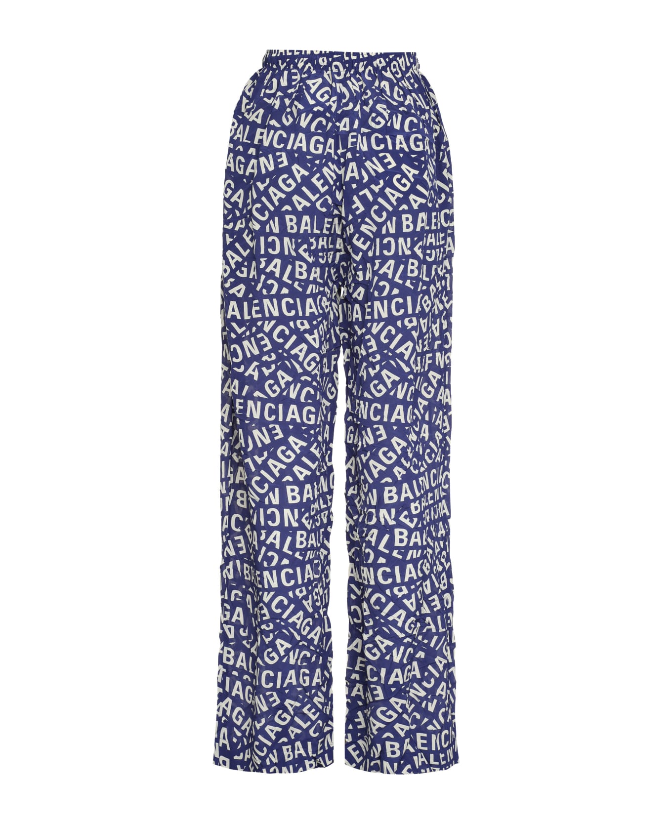 Balenciaga Printed Silk Pajama Pants - blue
