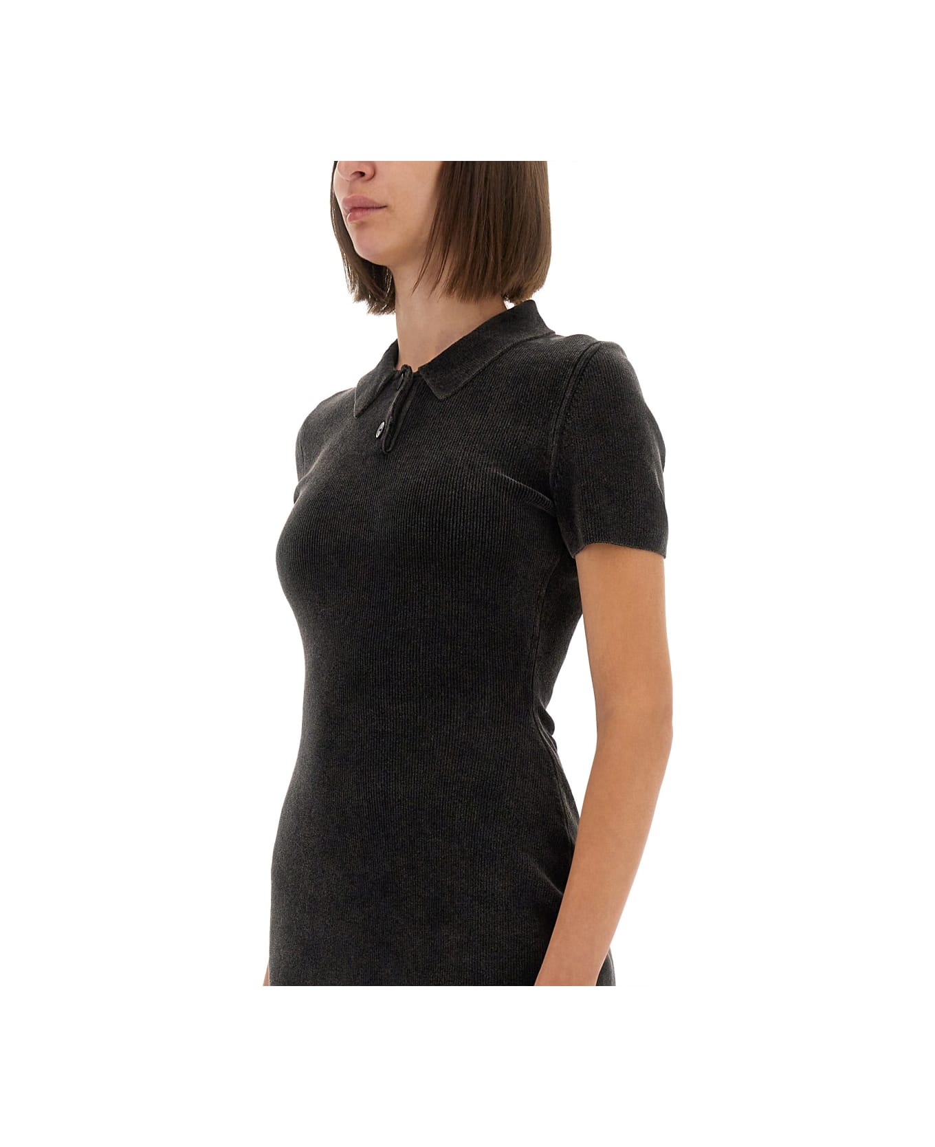 Alexander Wang Mini Dress With Polo Collar - CHARCOAL