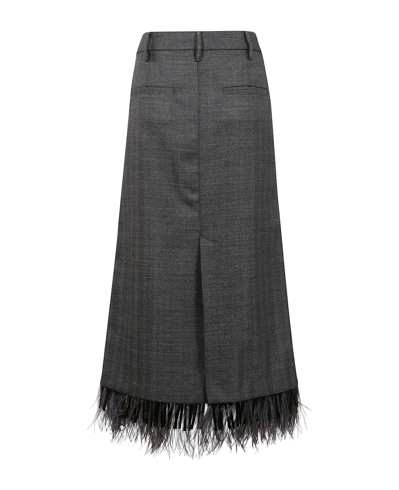 Brunello Cucinelli Feather-trimmed Zipped Skirt - nero