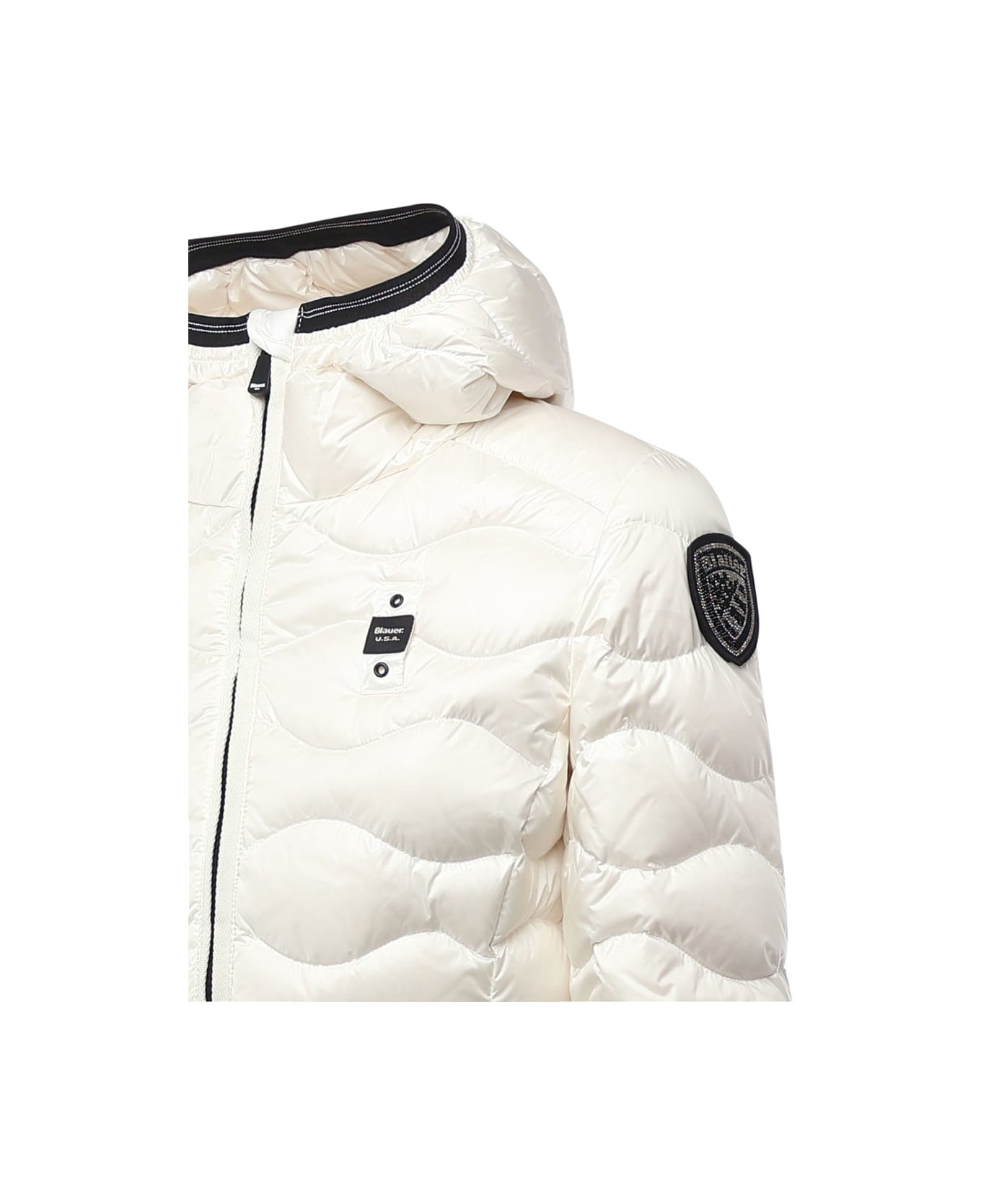 Blauer Wave Pattern Down Jacket Camelia - White
