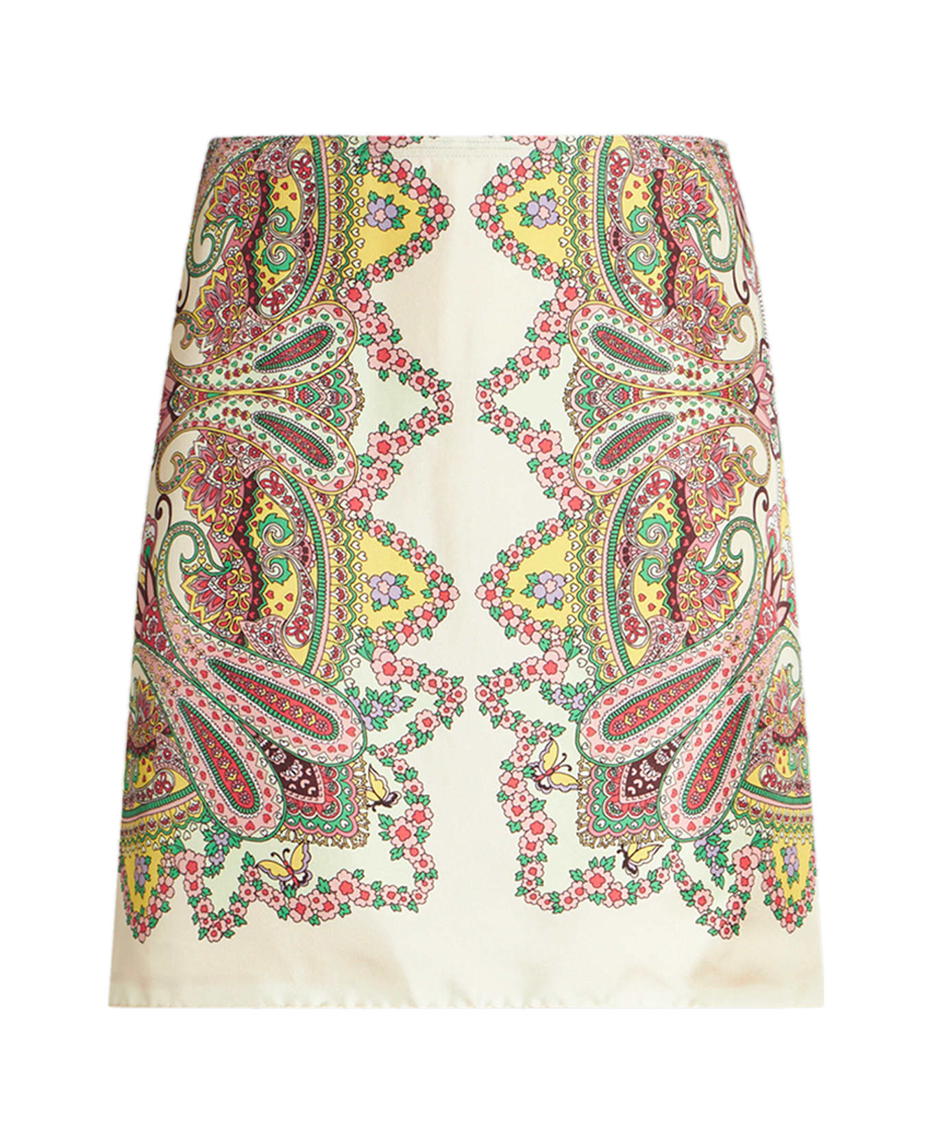 Etro Printed Satin Mini Skirt - White