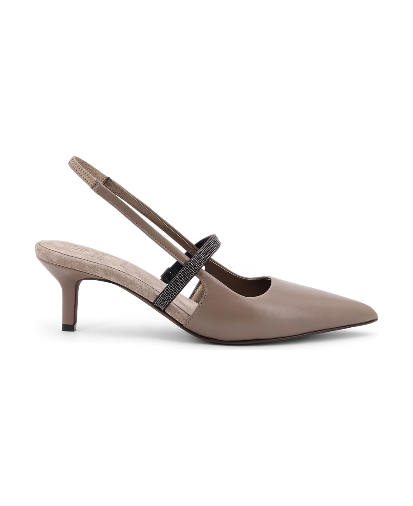 Brunello Cucinelli City Leather Slingback Decollete - White
