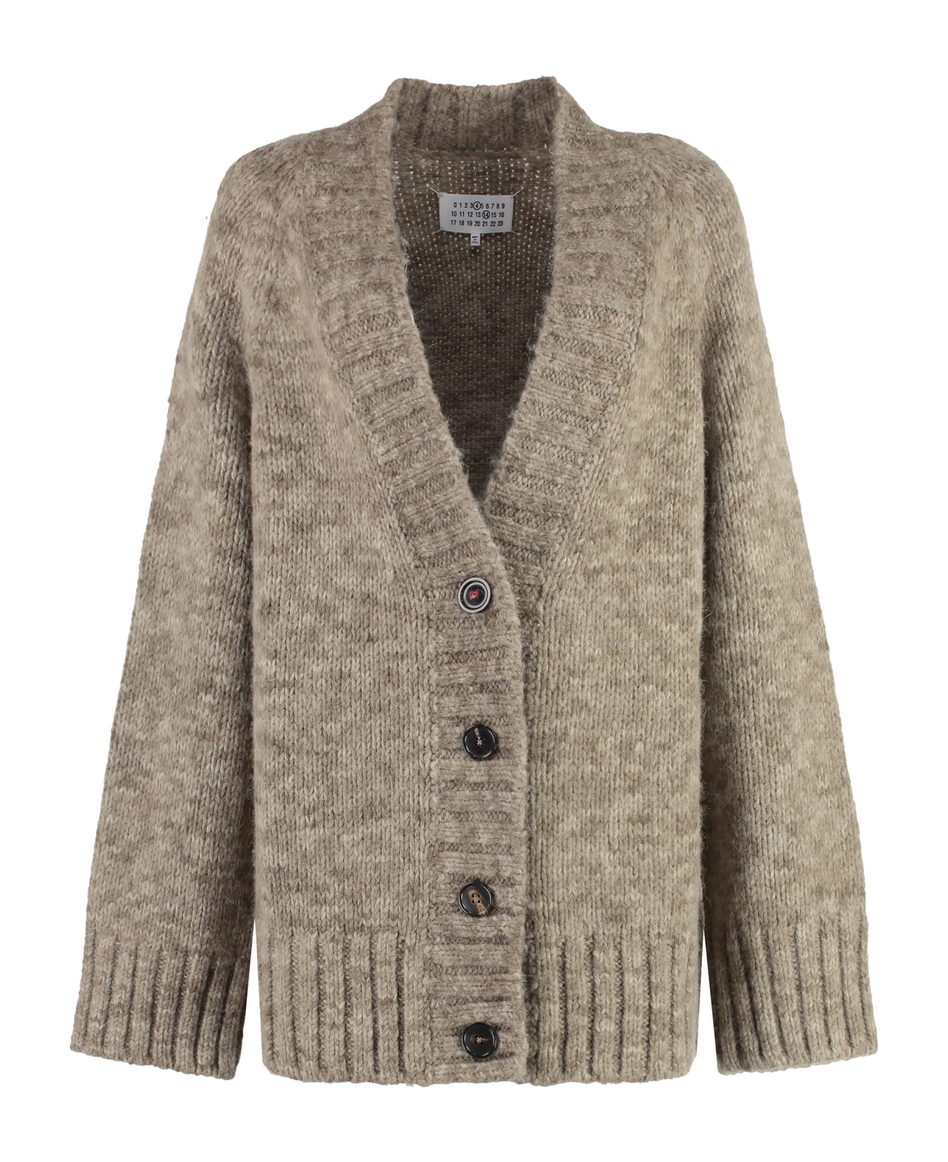 Maison Margiela V-neck Ribbed Knit Cardigan - Beige