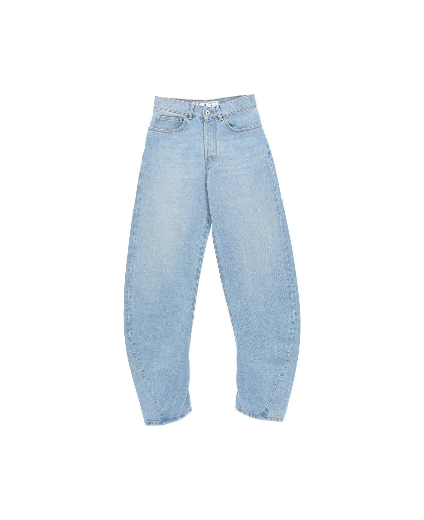 Off-White Banana Logo Patch Tapered Jeans - Light Blue
