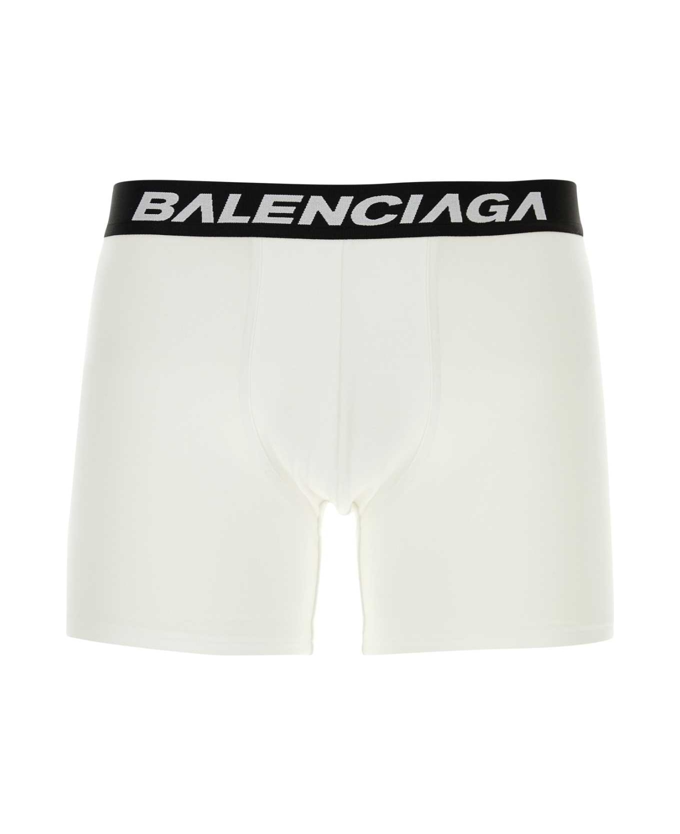 Balenciaga White Stretch Cotton Racer Boxer - WHITEBLACK