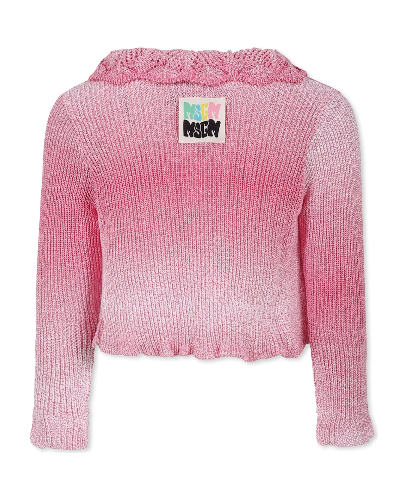 MSGM Pink Cardigan For Girl With Logo - Pink