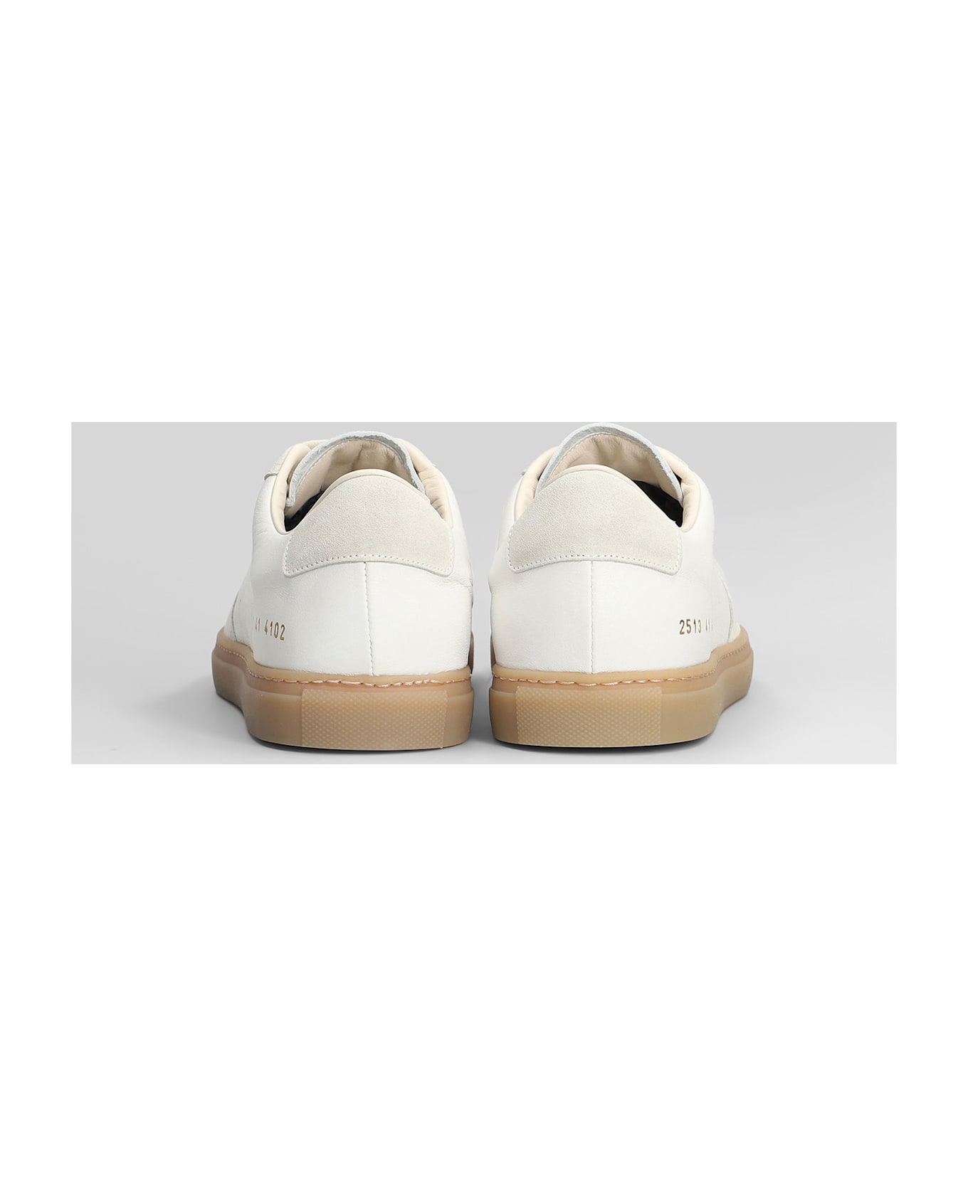 Common Projects Bball Slim Sneakers In White Suede And Leather - white