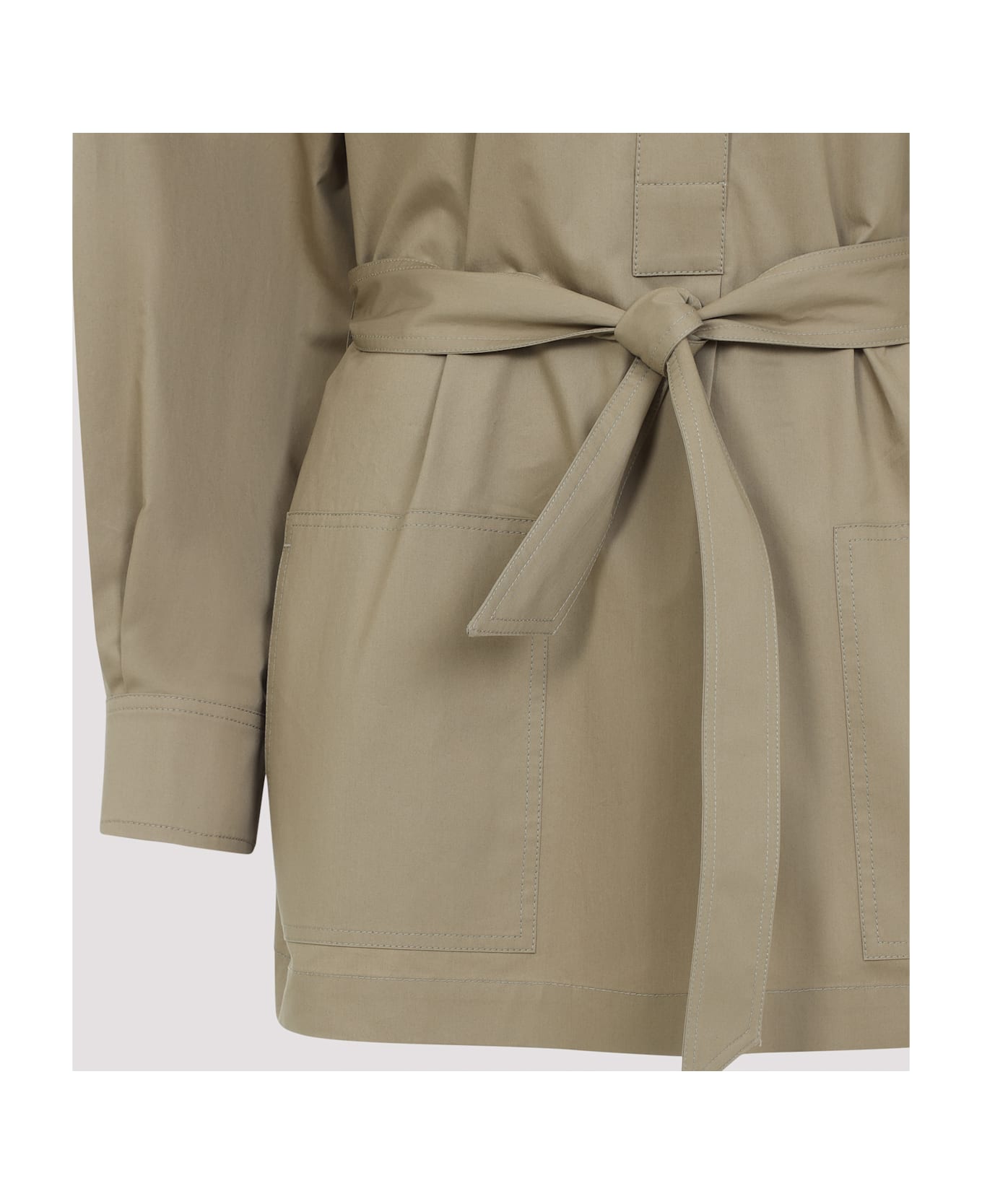 Saint Laurent Camel Poplin Blouse - SABLE MOUILLE